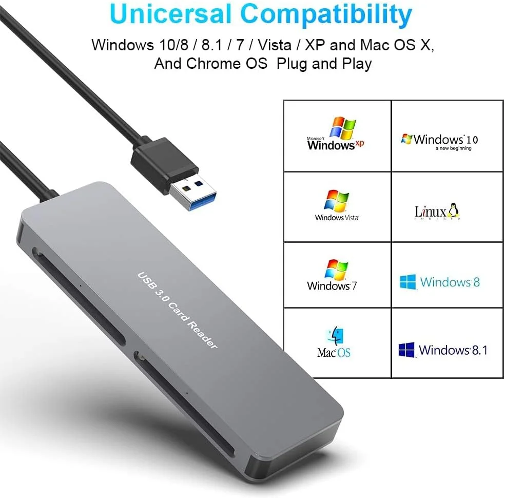 کارت خوان CFast اکسفور، کارت خوان USB 3.0 USB C CFast 2.0، آداپتور کارت حافظه آلومینیومی 5 گیگابیت بر ثانیه برای کارت های SanDisk، Lexar، Transcend، Sony، خواندن 5 کارت مناسب برای کارت های CFast/CF/SD/TF/XD کارت خوان CFast اکسفور، کارت خوان USB 3.0 USB C CFast 2.0، آداپتور کارت حافظه آلومینیومی 5 گیگابیت بر ثانیه برای کارت های SanDisk، Lexar، Transcend، Sony، خواندن 5 کارت مناسب برای کارت های CFast/CF/SD/TF/XD