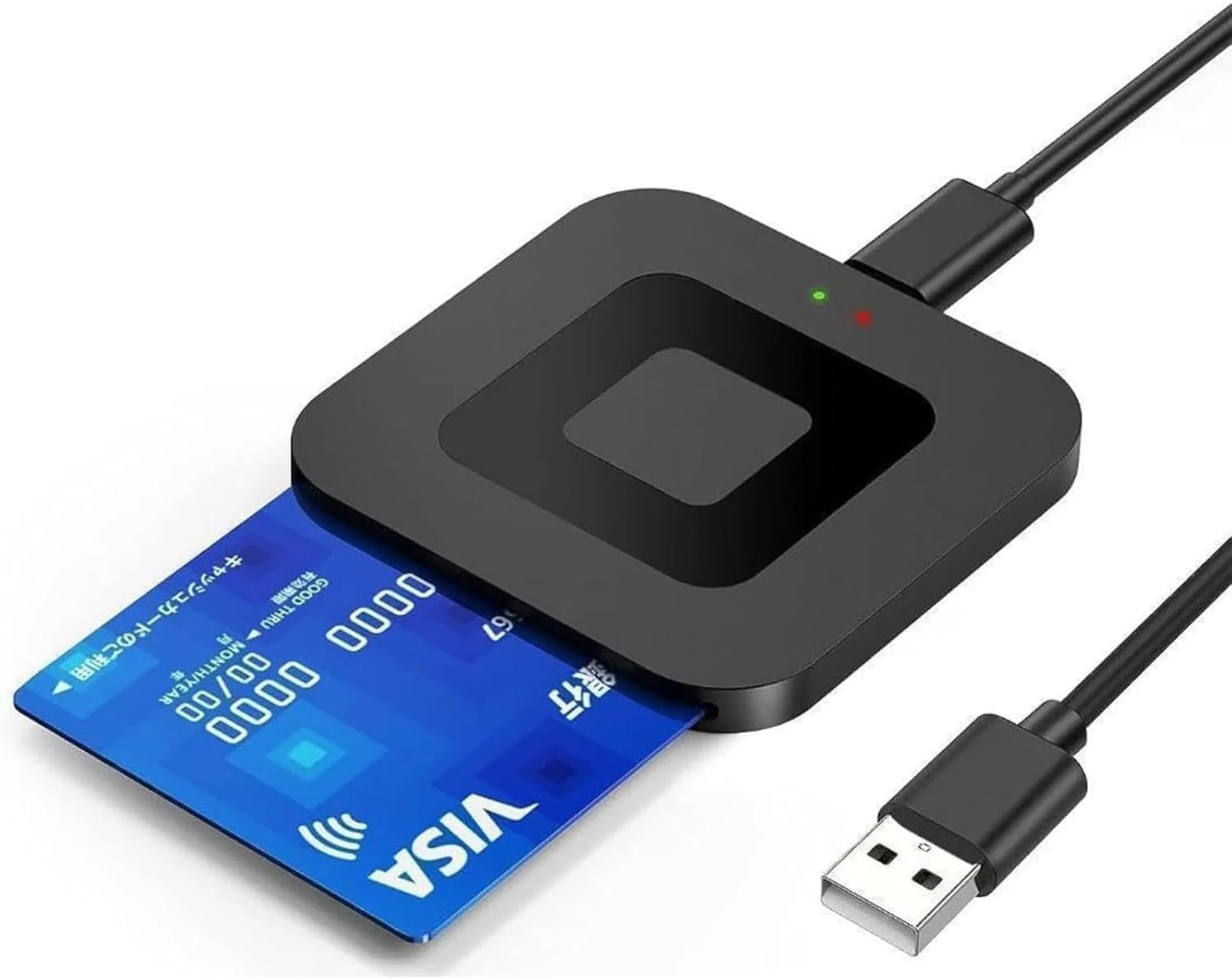 کارت خوان هوشمند USB برای کارت های شناسایی دولتی و ملی، سازگار با USB-C، ویندوز، لینوکس/یونیکس، MacOS X - آداپتور کارت خوان CAC، SIM/SD/TF (مشکی)