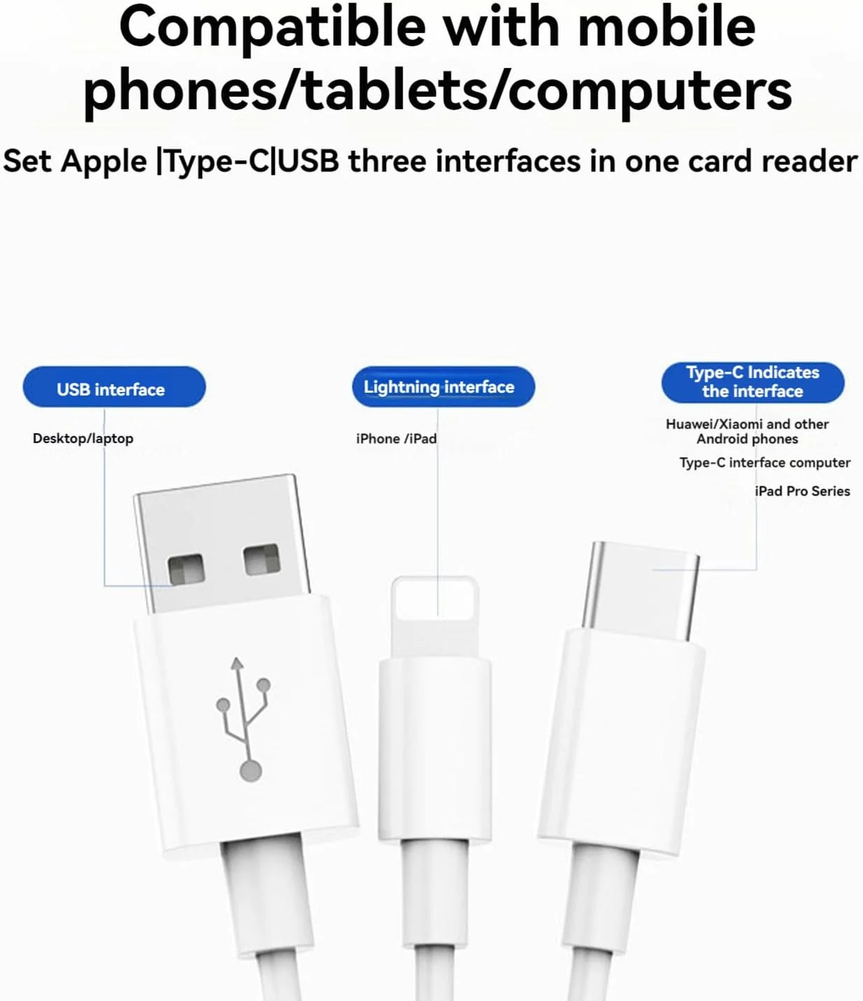 کارت خوان 5 در 1 Pepisky، کارت خوان چند منظوره کارت حافظه USB3.0 برای آیفون، آیپد، مک بوک، لایتنینگ/USB/Type C به کارت حافظه SD TF، آداپتور OTG فلش درایو (5 در 1)