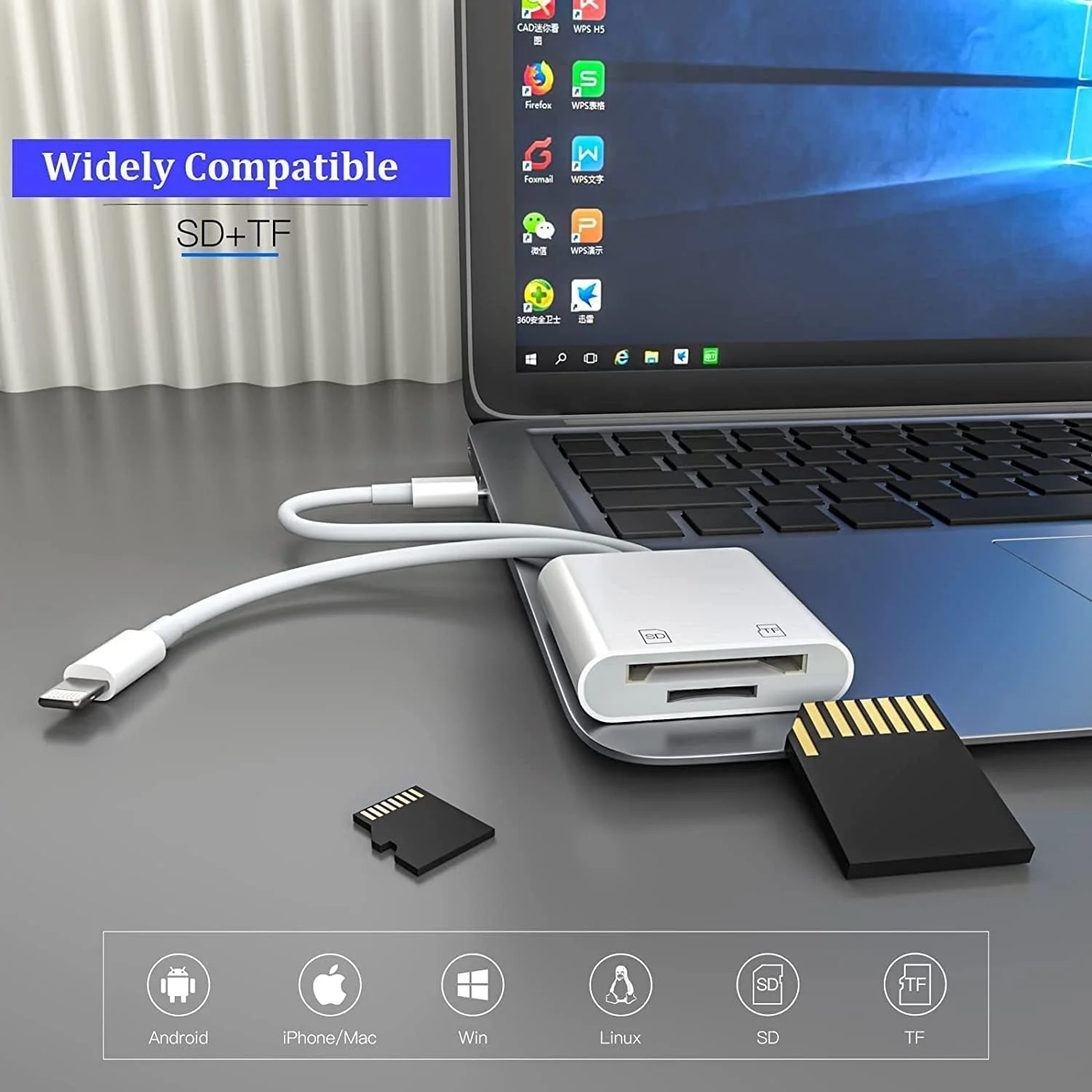 کارت خوان SD نالاکال، کارت خوان دوربین 4 در 1 با دو اسلات برای MicroSD/TF، آداپتور نمایشگر کارت حافظه دوربین بازی، اتصال آسان برای آیفون/آیپد/آی مک/DJI کارت خوان SD نالاکال، کارت خوان دوربین 4 در 1 با دو اسلات برای MicroSD/TF، آداپتور نمایشگر کارت حافظه دوربین بازی، اتصال آسان برای آیفون/آیپد/آی مک/DJI