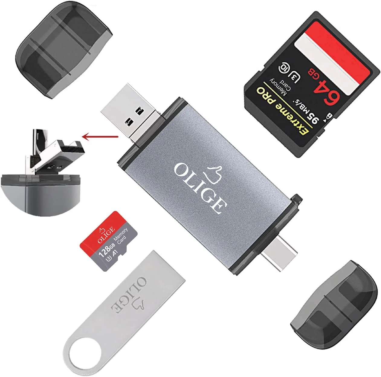 کارت خوان SD، کارت خوان حافظه 6 در 1 USB 3.0، آداپتور Micro SD به USB، نمایشگر دوربین تریل برای Samsung Galaxy/Note S20/10، تلفن Android، MacBook iPad Air/Pro، کامپیوتر Windows و دوربین داش