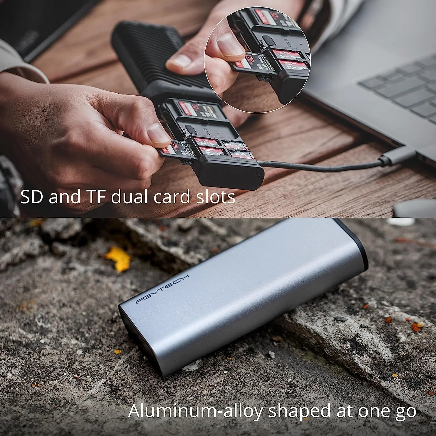 کیف کارت حافظه و کارت خوان PGYTECH CreateMate | کارت خوان پرسرعت USB 3.1 Type-C و کیف نگهداری کارت حافظه SD/TF