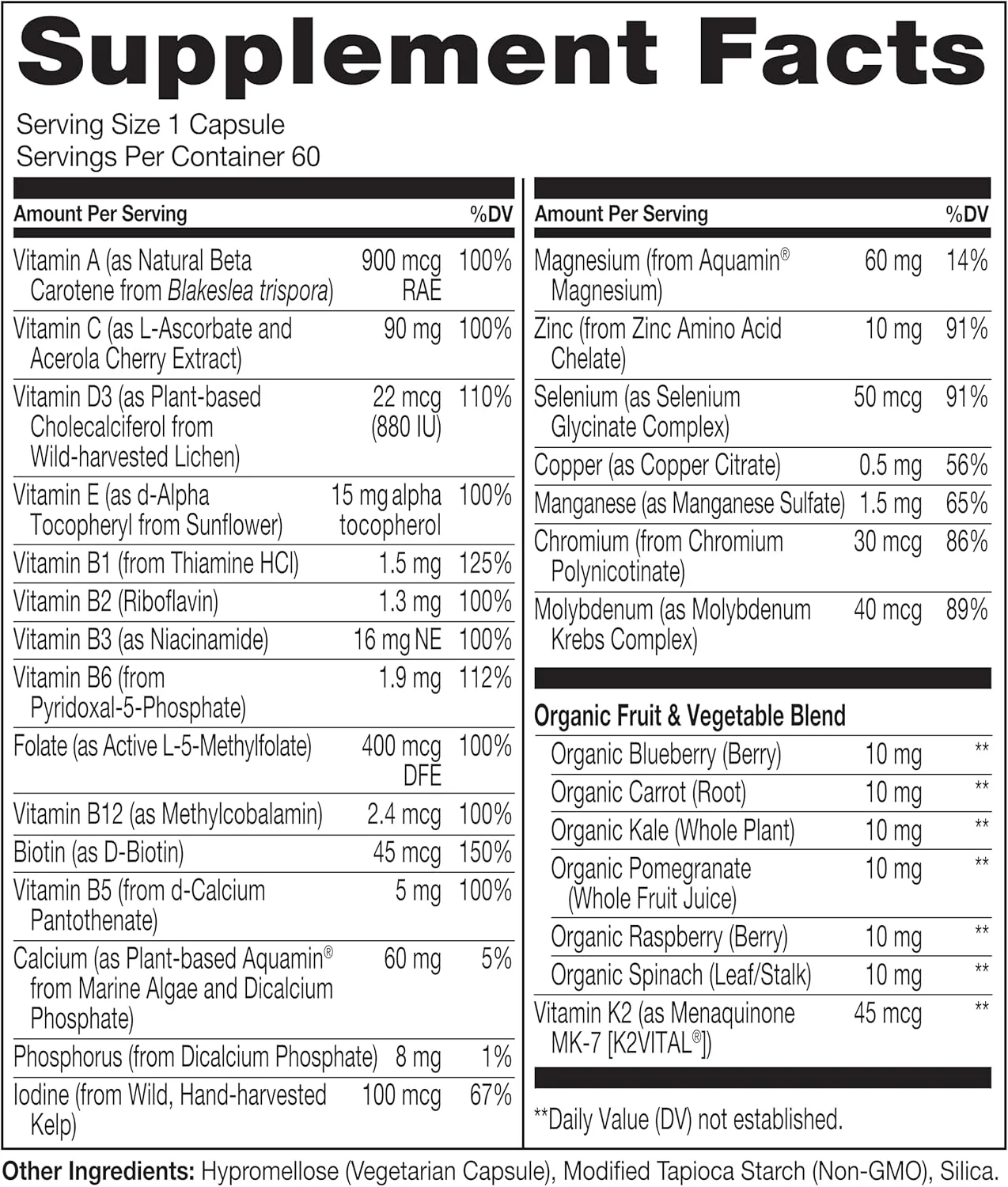 مولتی ویتامین روزانه نیچرلُو برای زنان بالای 50 سال (بدون آهن) - مکمل غذایی کامل برای زنان بالای 50 سال - غیر تراریخته - بدون سویا - 60 کپسول - تامین 2 ماهه