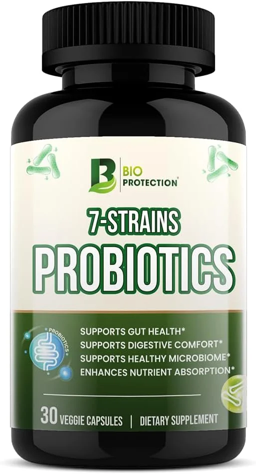 پروبیوتیک 7 سویه Bio Protection - 30 کپسول گیاهی - 5.75 میلیارد CFU - سلامت دستگاه گوارش، تعادل فلور روده، رفع نفخ، پشتیبانی از سیستم ایمنی، غیر GMO، گیاهی، مکمل بدون گلوتن