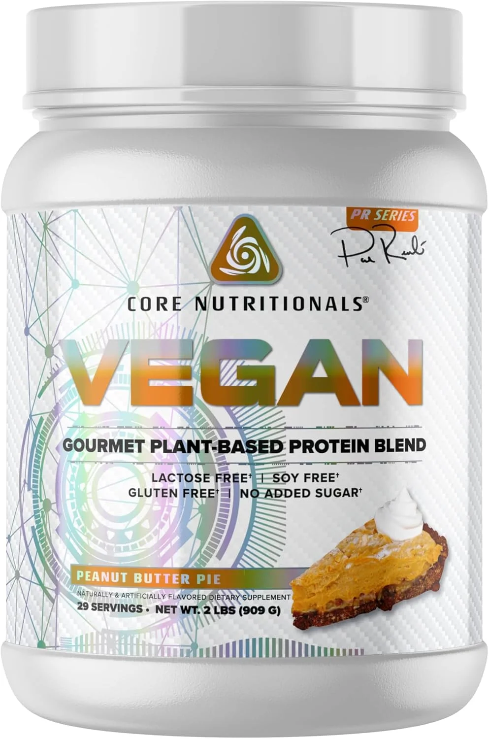 مخلوط پروتئین گیاهی لذیذ Core Nutritionals Platinum Vegan با 21 گرم پروتئین نخود، بدون لاکتوز، سویا و گلوتن، 29 سروینگ (پای کره بادام زمینی)