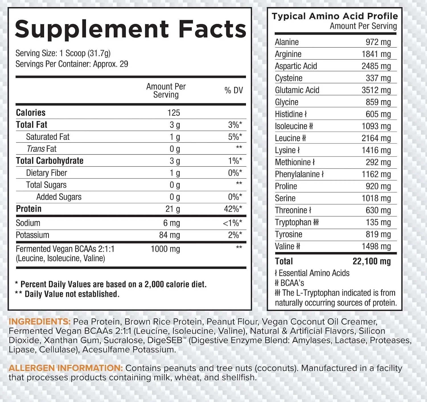 مخلوط پروتئین گیاهی لذیذ Core Nutritionals Platinum Vegan با 21 گرم پروتئین نخود، بدون لاکتوز، سویا و گلوتن، 29 سروینگ (پای کره بادام زمینی)
