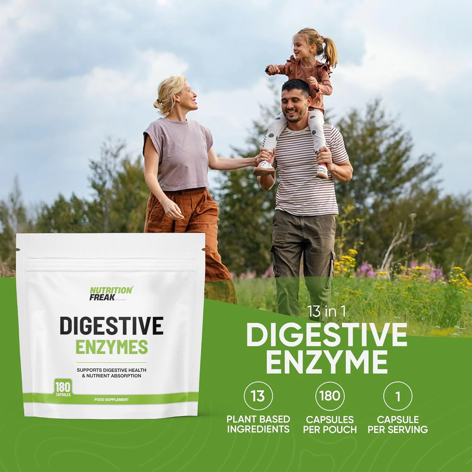 مکمل آنزیم های گوارشی ورزشی - 180 کپسول آنزیم های گوارشی با مواد گیاهی - پشتیبانی از سلامت روده و گوارش روزانه