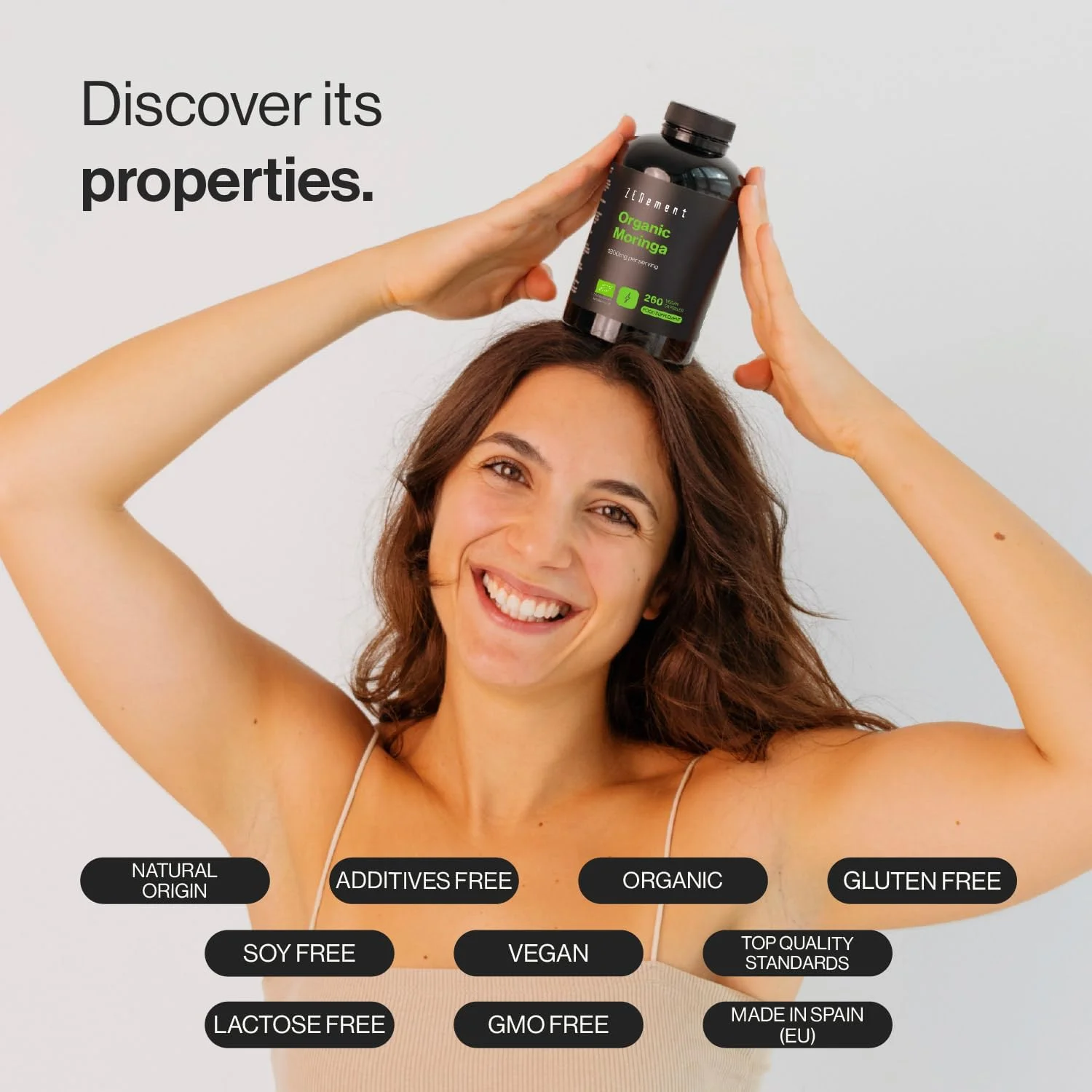 مورینگا ارگانیک 1800 میلی گرم در هر وعده - سوپرفود ارگانیک با ویتامین ها، مواد معدنی و آنتی اکسیدان ها - غلظت و خلوص بالا - 260 کپسول وگان - تامین 3 ماهه - Zenement