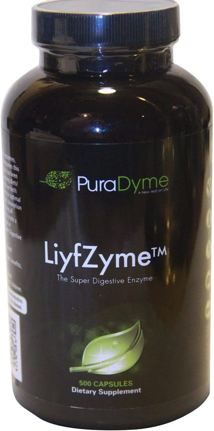 مکمل گیاهی گوارش و غذایی LiyfZyme PuraDyme - 500 کپسول گیاهی. اثر لو کرونا