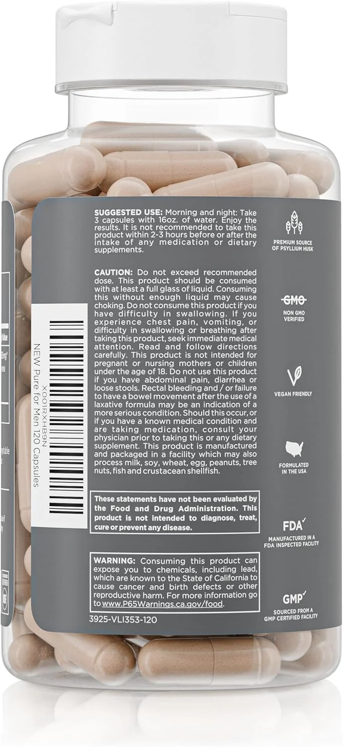 مکمل فیبر گیاهی پاکیزگی مردانه - فرمول اختصاصی اثبات شده (120 کپسول با آلوئه ورا) مکمل فیبر گیاهی پاکیزگی مردانه - فرمول اختصاصی اثبات شده (120 کپسول با آلوئه ورا)