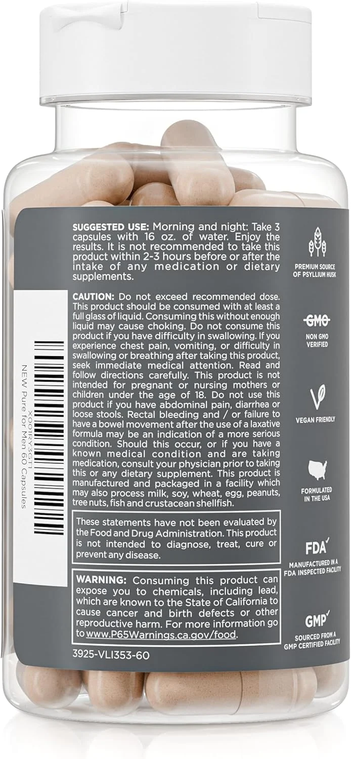 مکمل فیبر گیاهی پاکیزگی مردانه، 60 کپسول - فرمول اختصاصی اثبات شده مکمل فیبر گیاهی پاکیزگی مردانه، 60 کپسول - فرمول اختصاصی اثبات شده