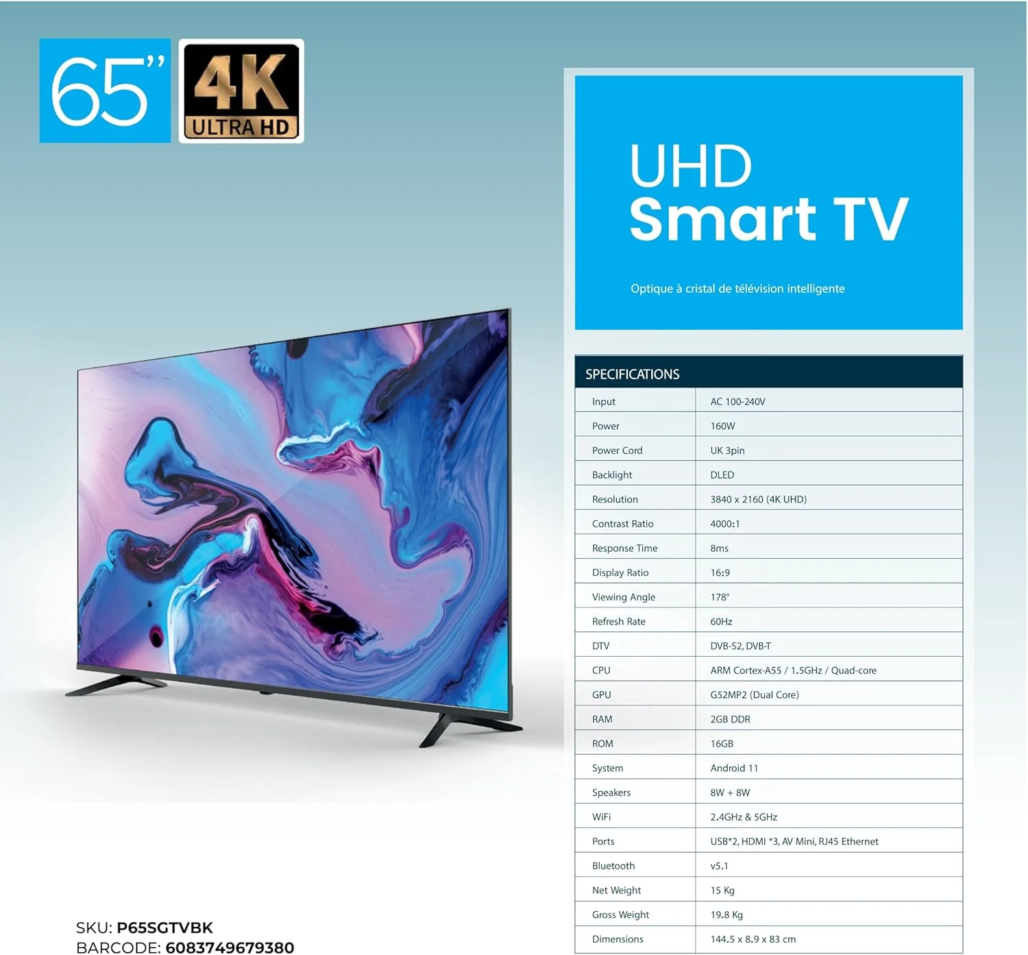 تلویزیون هوشمند 65 اینچ پاورولوژی 4K UHD با Google TV رسمی: رزولوشن 4K خیره کننده، وای فای دو بانده و صدای فراگیر (65 اینچ) تلویزیون هوشمند 65 اینچ پاورولوژی 4K UHD با Google TV رسمی: رزولوشن 4K خیره کننده، وای فای دو بانده و صدای فراگیر (65 اینچ)