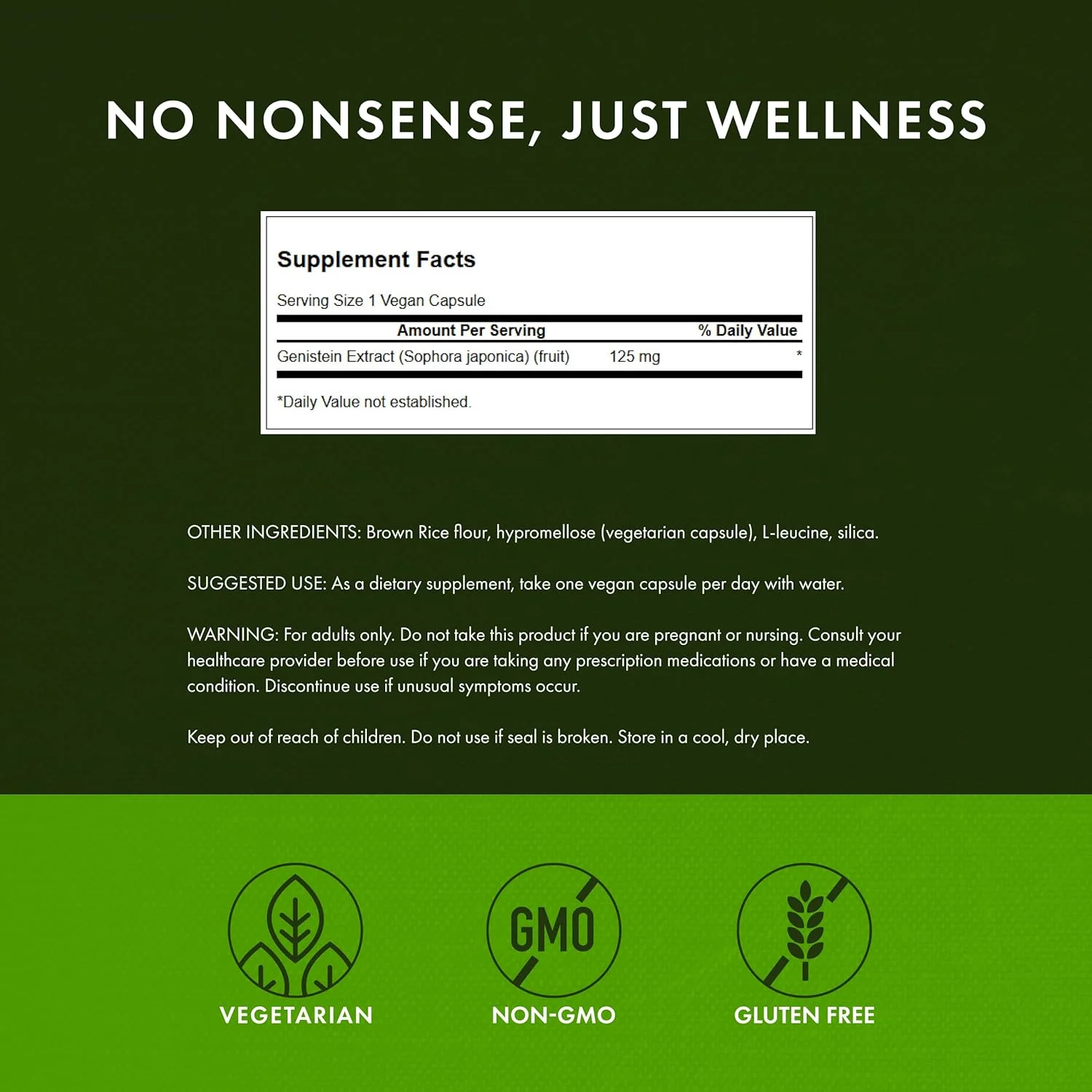 جنیستئین بدون سویا Swanson - مکمل گیاهی برای بانوان، تقویت کننده آسایش جسمانی و تعادل خلق و خو - فرمول سلامت طبیعی - (60 کپسول گیاهی، 125 میلی گرم در هر کپسول)