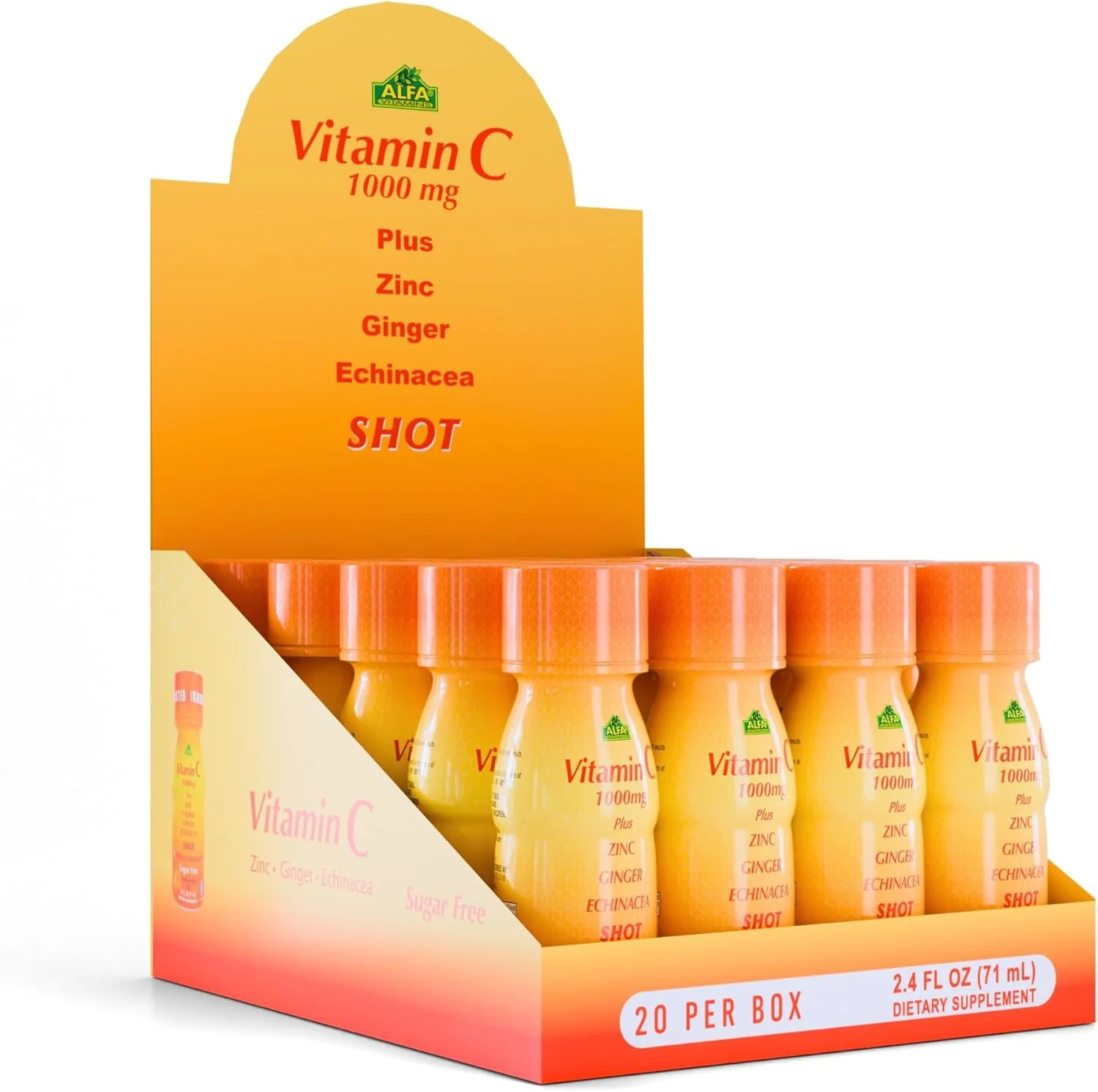 شات ویتامین ث ۱۰۰۰ میلی گرم - تقویت کننده سیستم ایمنی با زینک، زردچوبه، زنجبیل و اکیناسه - محافظت از ایمنی بدن - مقابله با سرماخوردگی - طعم پرتقال - بطری ۷۱ میلی لیتری - بسته ۲۰ عددی