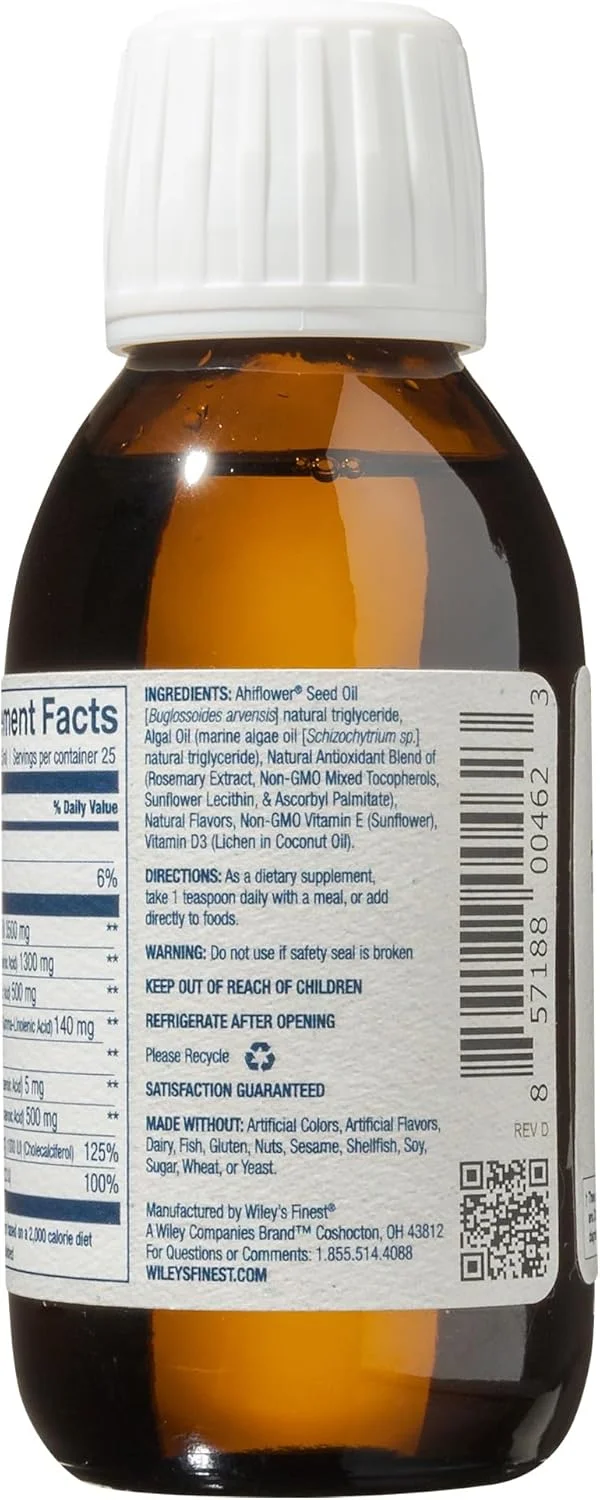 مایع امگا 3 بدون ماهی Wiley's Finest Catchfree، 125 میلی لیتر مایع امگا 3 بدون ماهی Wiley's Finest Catchfree، 125 میلی لیتر