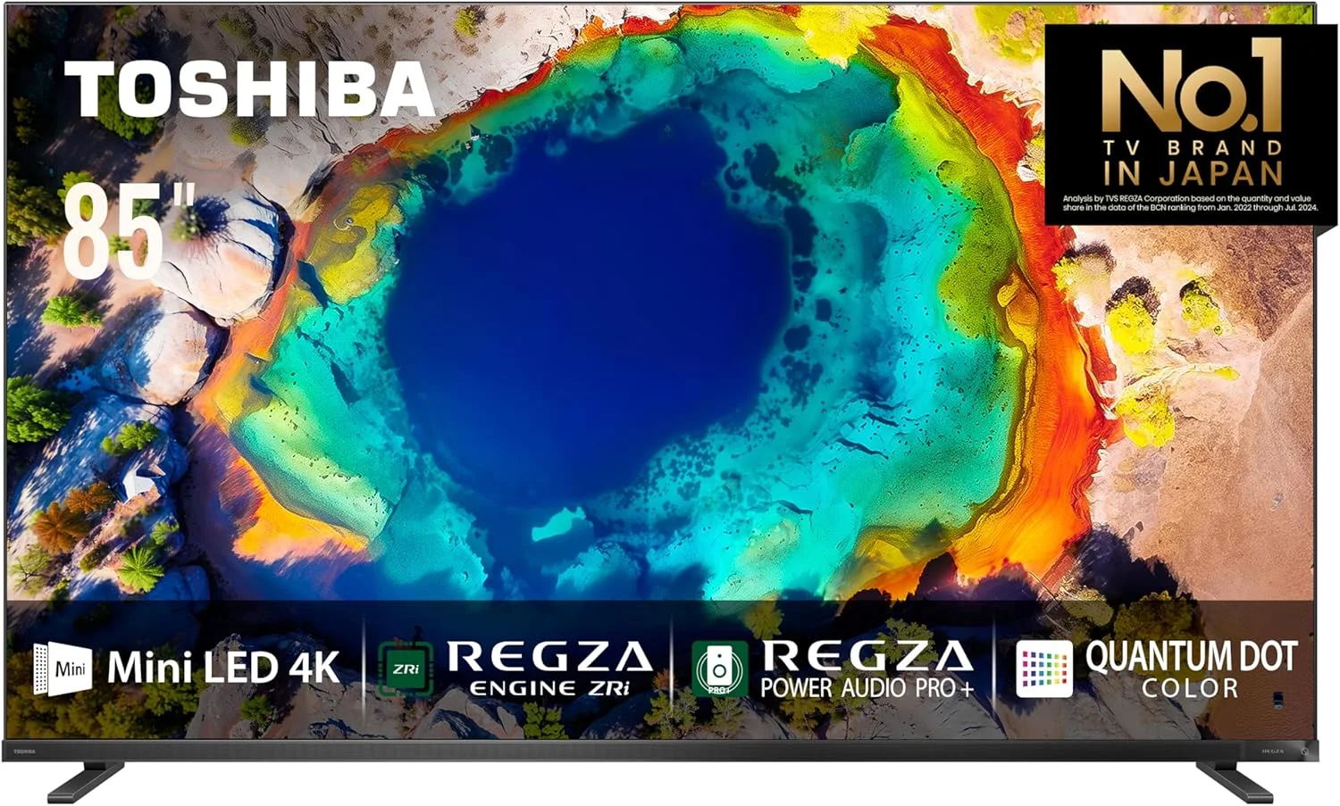 تلویزیون هوشمند 85 اینچی مینی ال ای دی 144 هرتز توشیبا مدل Z870N - رنگ نقطه کوانتومی، ضد انعکاس پرو، Local Dimming Pro، ارتقاء مقیاس هوش مصنوعی 4K، REGZA Power Audio Pro، حالت بازی Pro، Dolby Atmos (مدل 2024)