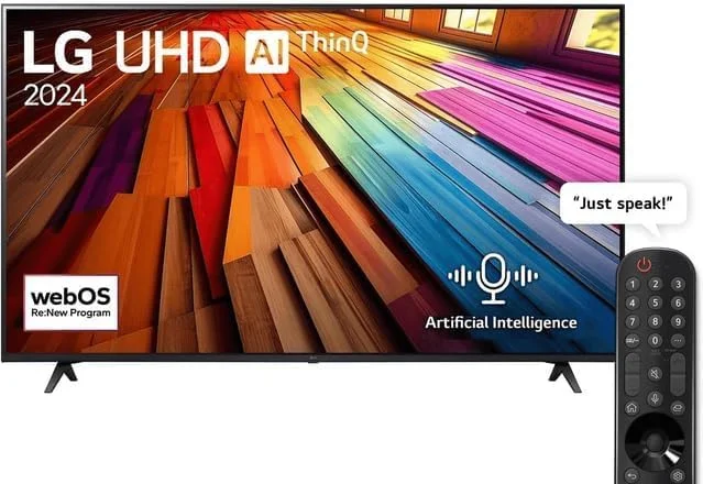 تلویزیون هوشمند 55 اینچ ال جی مدل Uhd Ut80 4K با ریموت جادویی Ai، فناوری Hdr10 و سیستم عامل Webos24 مدل 2024 55Ut80006La.Amve مشکی