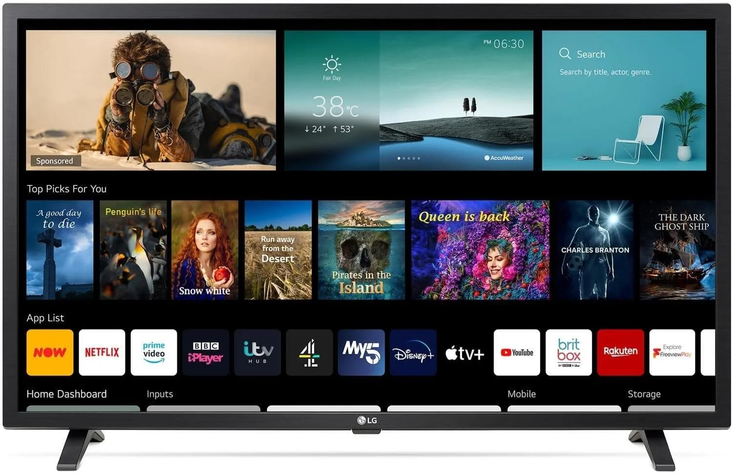 تلویزیون ال ای دی هوشمند ال جی مدل 32LM637BPLA سایز 32 اینچ با کیفیت HD 720p و HDR، پردازنده چهار هسته ای و Active HDR، سازگار با الکسا