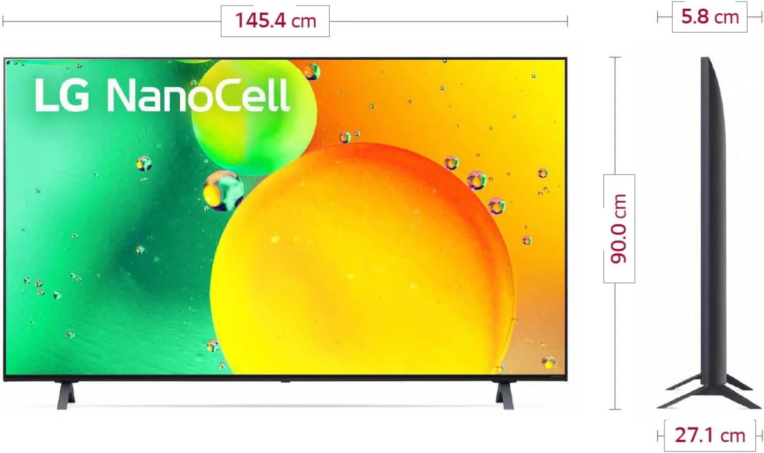 تلویزیون هوشمند 65 اینچ ال‌جی مدل NANO75SQA با فناوری NanoCell 4K – HDR 10 Pro و HLG، Active HDR، رنگ‌های خالص، پردازنده α5 Gen5 AI، نرخ نوسازی 60 هرتز، حالت Filmmaker، WebOS 22 - مشکی