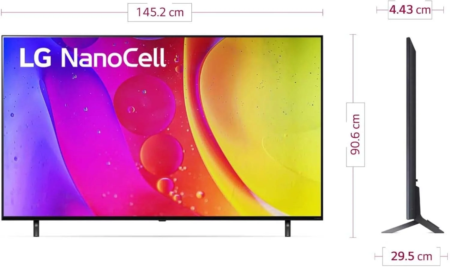 تلویزیون هوشمند 65 اینچ ال جی مدل NANO80SQA با فناوری NanoCell 4K – HDR 10 Pro و HLG، Active HDR، رنگ های خالص، پردازنده هوش مصنوعی α5 Gen5، نرخ تازه سازی 60 هرتز، ارتقاء کیفیت تصویر به 4K با هوش مصنوعی، حالت Filmmaker، WebOS 22 - مشکی