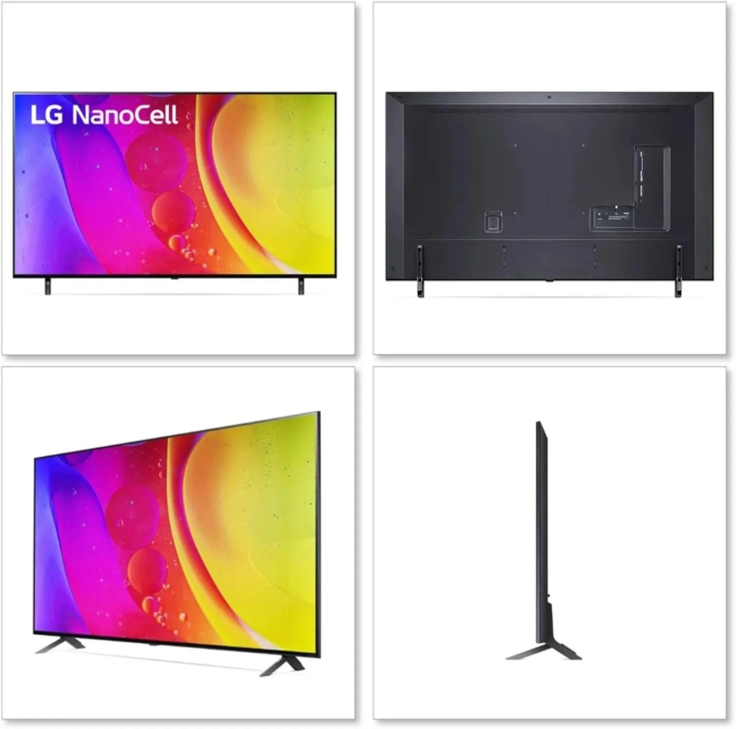 تلویزیون هوشمند 65 اینچ ال جی مدل NANO80SQA با فناوری NanoCell 4K – HDR 10 Pro و HLG، Active HDR، رنگ های خالص، پردازنده هوش مصنوعی α5 Gen5، نرخ تازه سازی 60 هرتز، ارتقاء کیفیت تصویر به 4K با هوش مصنوعی، حالت Filmmaker، WebOS 22 - مشکی