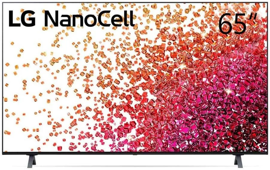 تلویزیون 65 اینچ ال‌جی NanoCell سری NANO75 با طراحی سینمایی صفحه نمایش، کیفیت 4K Active HDR، سیستم عامل هوشمند webOS با هوش مصنوعی ThinQ، مدل 65NANO75VPA، سال 2021
