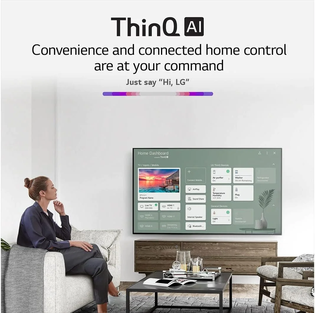 تلویزیون 65 اینچ ال‌جی NanoCell سری NANO75 با طراحی سینمایی صفحه نمایش، کیفیت 4K Active HDR، سیستم عامل هوشمند webOS با هوش مصنوعی ThinQ، مدل 65NANO75VPA، سال 2021