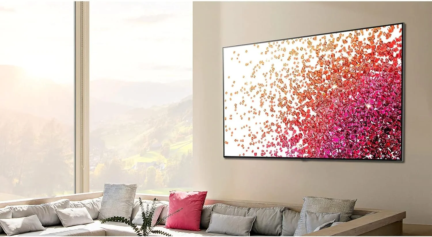 تلویزیون 65 اینچ ال‌جی NanoCell سری NANO75 با طراحی سینمایی صفحه نمایش، کیفیت 4K Active HDR، سیستم عامل هوشمند webOS با هوش مصنوعی ThinQ، مدل 65NANO75VPA، سال 2021