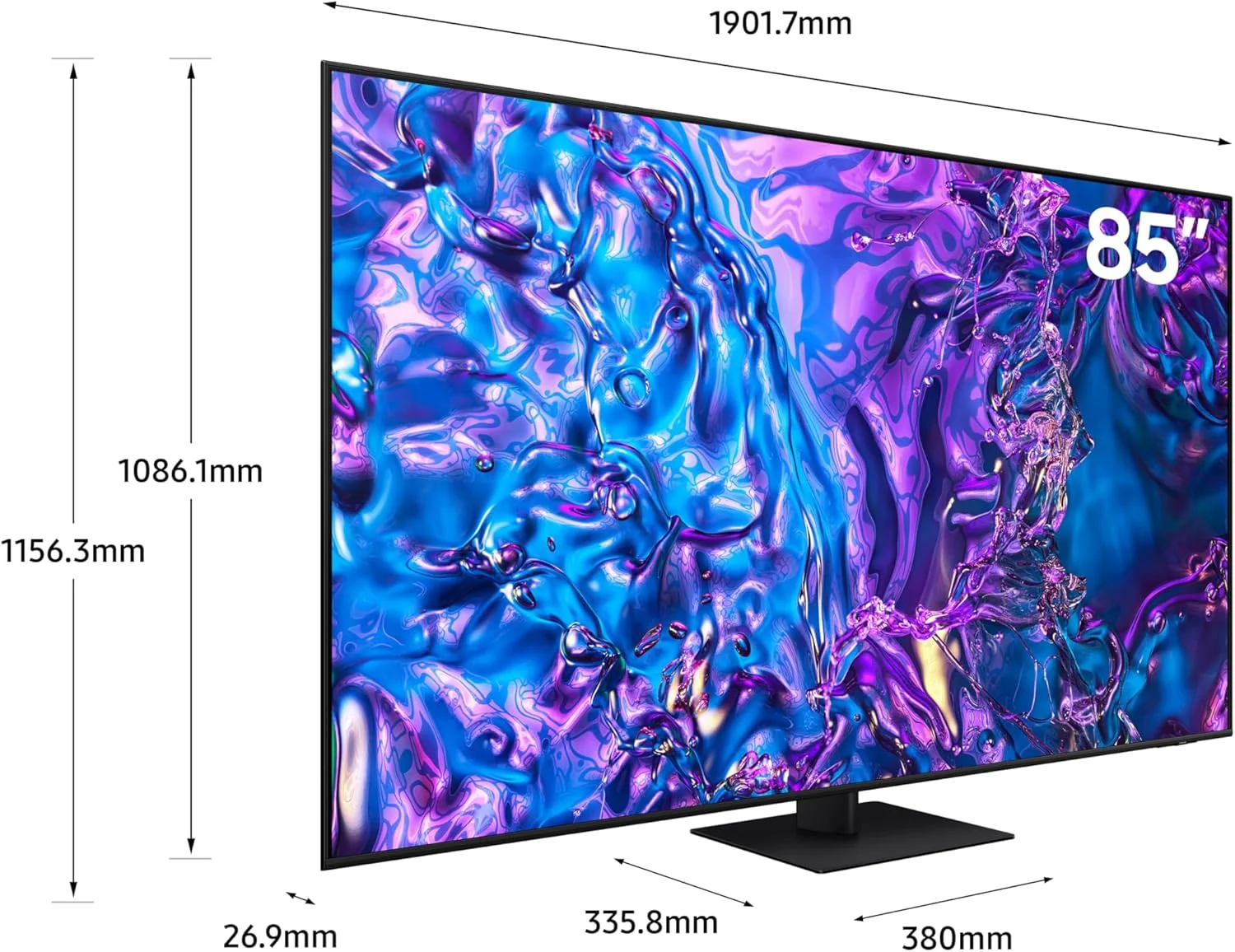 تلویزیون 85 اینچ سامسونگ QLED، مدل Q70D، کیفیت 4K، حجم رنگ 100% با Quantum Dot، ارتقاء کیفیت تصویر 4K با هوش مصنوعی، Samsung TV Plus، Motion Xcelerator 120Hz، تلویزیون هوشمند Tizen، مدل QA85Q70DAUXZN (نسخه امارات متحده عربی - 2024)