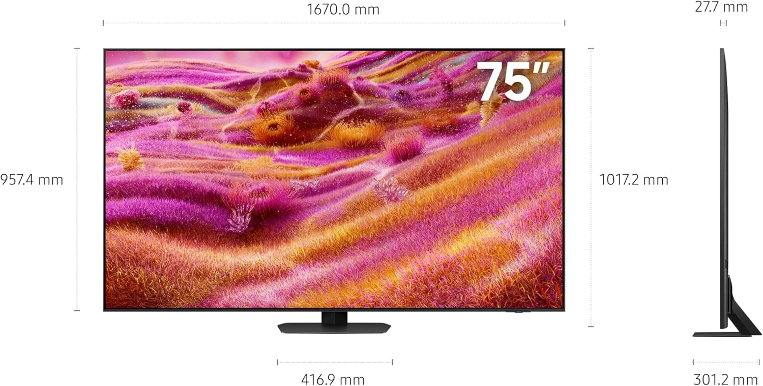 تلویزیون 75 اینچ Neo QLED سامسونگ، QN90F، 4K، Mini LED، پردازنده NQ4 AI Gen3، ارتقاء کیفیت تصویر 4K AI Pro، بدون بازتاب نور، Neo Quantum HDR+، تلویزیون هوشمند Samsung Vision AI، QA75QN90FAUXZN (نسخه امارات متحده عربی - 2025)