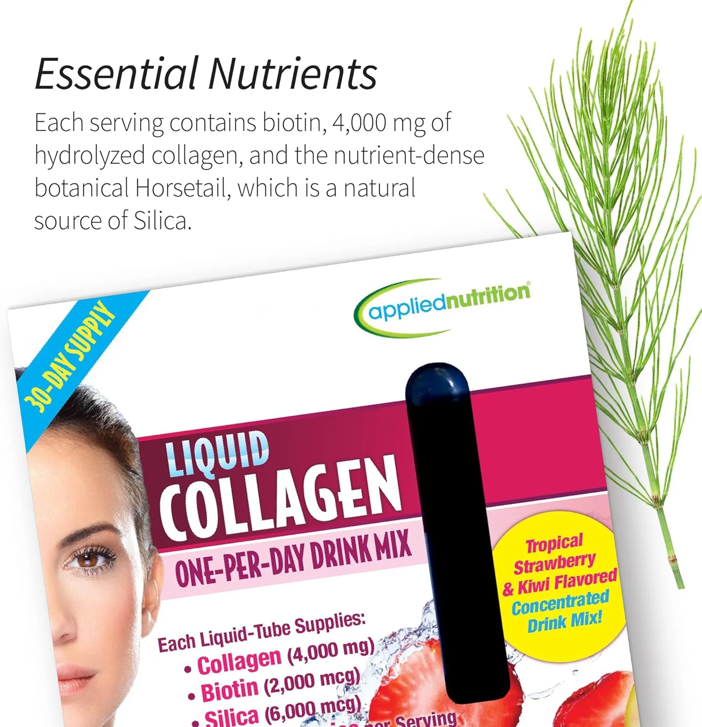 محلول کلاژن مایع Applied Nutrition برای احیای پوست، 10 عدد 100 میلی لیتر