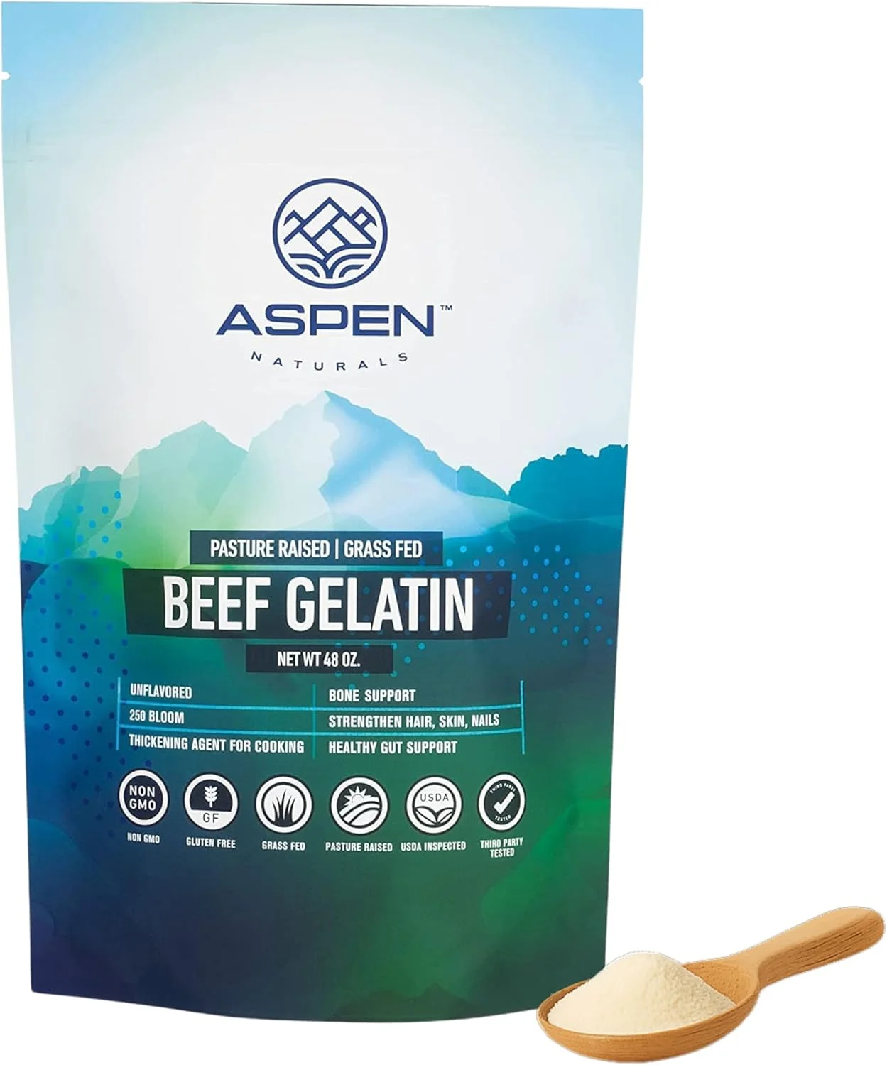 پودر ژلاتین گاوی بدون طعم ASPEN NATURALS، ۱۳۶۰ گرم – ژلاتین تهیه شده از گاوهای تغذیه شده با علف، پرورش یافته در مراتع | پروتئین مکمل مناسب برای رژیم پالئو | غیر تراریخته، بدون گلوتن پودر ژلاتین گاوی بدون طعم ASPEN NATURALS، ۱۳۶۰ گرم – ژلاتین تهیه شده از گاوهای تغذیه شده با علف، پرورش یافته در مراتع | پروتئین مکمل مناسب برای رژیم پالئو | غیر تراریخته، بدون گلوتن