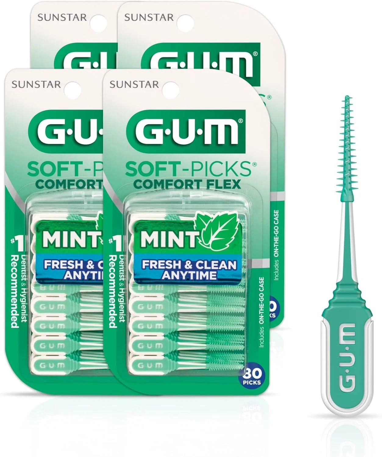 GUM Soft-Picks Comfort Flex، انتخاب آسان دندان برای بهداشت و تمیزی دندان، برس های بین دندانی یکبار مصرف با جعبه حمل مناسب، انتخاب دندانپزشک، نعناع، 80 عدد (4 بسته) GUM Soft-Picks Comfort Flex، انتخاب آسان دندان برای بهداشت و تمیزی دندان، برس های بین دندانی یکبار مصرف با جعبه حمل مناسب، انتخاب دندانپزشک، نعناع، 80 عدد (4 بسته)