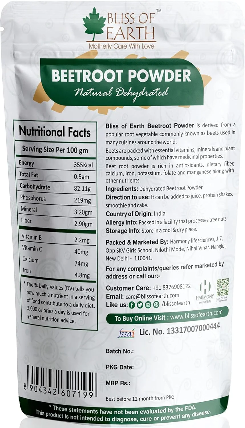پودر چغندر قرمز ارگانیک Bliss of Earth، پودر آب چغندر برای نوشیدنی های با طراوت، چغندر سوپرفود برای لب، مو و پوست، پودر چکندار برای فشار خون - بسته 2 عددی 200 گرمی پودر چغندر قرمز ارگانیک Bliss of Earth، پودر آب چغندر برای نوشیدنی های با طراوت، چغندر سوپرفود برای لب، مو و پوست، پودر چکندار برای فشار خون - بسته 2 عددی 200 گرمی