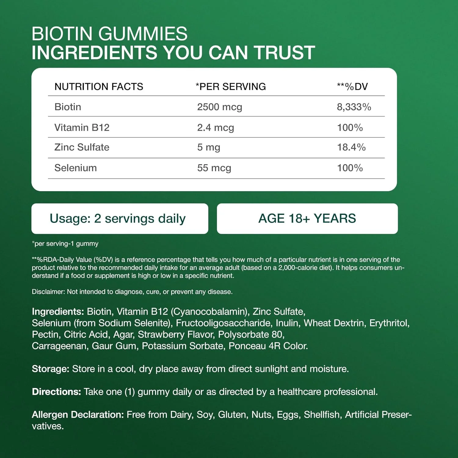 Better Biotin Gummies - 2500mcg for Healthy Hair, Skin & Nails for Adults, 60 Vitamin Gummies, Non-GMO, Pectin-Based Hair Growth Supplement, Sugar-Free, Vegan, Gluten-free Better Biotin Gummies - 2500mcg for Healthy Hair, Skin & Nails for Adults, 60 Vitamin Gummies, Non-GMO, Pectin-Based Hair Growth Supplement, Sugar-Free, Vegan, Gluten-free