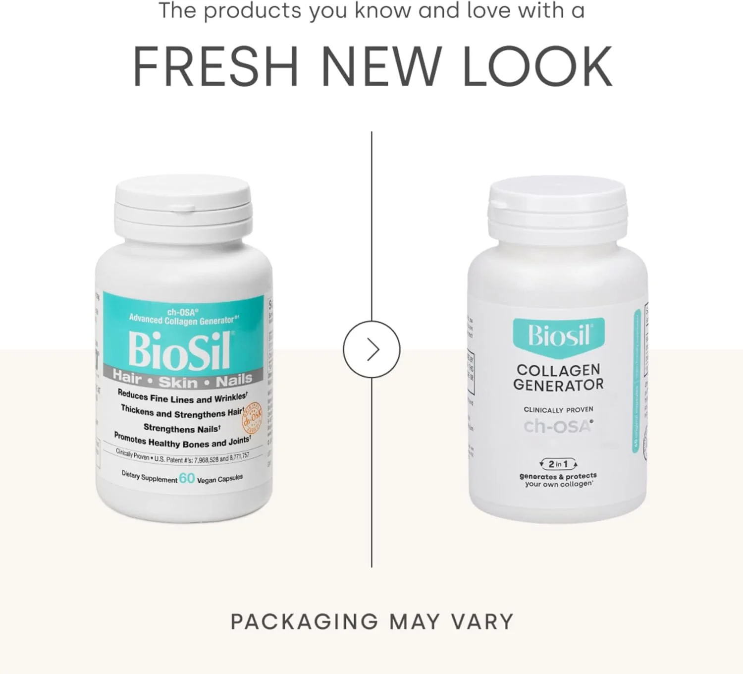 بایوسیل - 120 کپسول گیاهی، بسته 2 عددی - با کمپلکس ثبت شده ch-OSA - افزایش تولید کلاژن برای مو، پوست و ناخن های زیبا - بدون GMO - در مجموع 240 سروینگ بایوسیل - 120 کپسول گیاهی، بسته 2 عددی - با کمپلکس ثبت شده ch-OSA - افزایش تولید کلاژن برای مو، پوست و ناخن های زیبا - بدون GMO - در مجموع 240 سروینگ