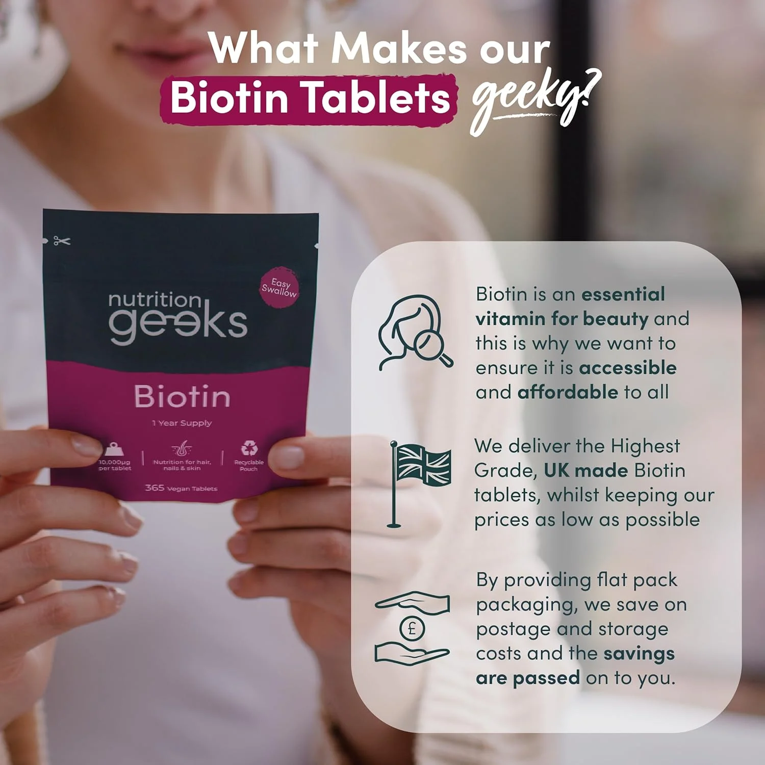 مکمل بیوتین برای رشد مو - تامین یک ساله بیوتین با قدرت بالا 10000 میکروگرم در هر قرص، ویتامین های پوست، مو و ناخن برای زنان و مردان، 365 قرص بیوتین گیاهی - بلع آسان، ویتامین های مو ساخت انگلستان مکمل بیوتین برای رشد مو - تامین یک ساله بیوتین با قدرت بالا 10000 میکروگرم در هر قرص، ویتامین های پوست، مو و ناخن برای زنان و مردان، 365 قرص بیوتین گیاهی - بلع آسان، ویتامین های مو ساخت انگلستان