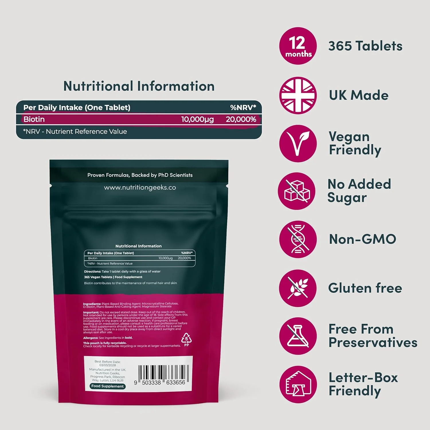 مکمل بیوتین برای رشد مو - تامین یک ساله بیوتین با قدرت بالا 10000 میکروگرم در هر قرص، ویتامین های پوست، مو و ناخن برای زنان و مردان، 365 قرص بیوتین گیاهی - بلع آسان، ویتامین های مو ساخت انگلستان مکمل بیوتین برای رشد مو - تامین یک ساله بیوتین با قدرت بالا 10000 میکروگرم در هر قرص، ویتامین های پوست، مو و ناخن برای زنان و مردان، 365 قرص بیوتین گیاهی - بلع آسان، ویتامین های مو ساخت انگلستان