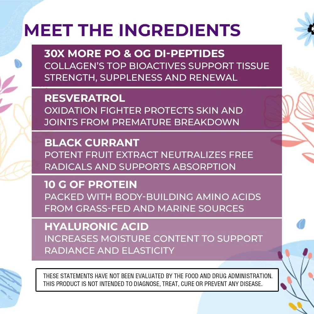 پودر پپتیدهای کلاژن پیشرفته زیبایی جوانی بادی کیچن برای مو، پوست و ناخن های زیبا، رزوراترول و اسید هیالورونیک برای حمایت آنتی اکسیدانی و ضد پیری، تغذیه شده با علف (بسته 2 عددی)