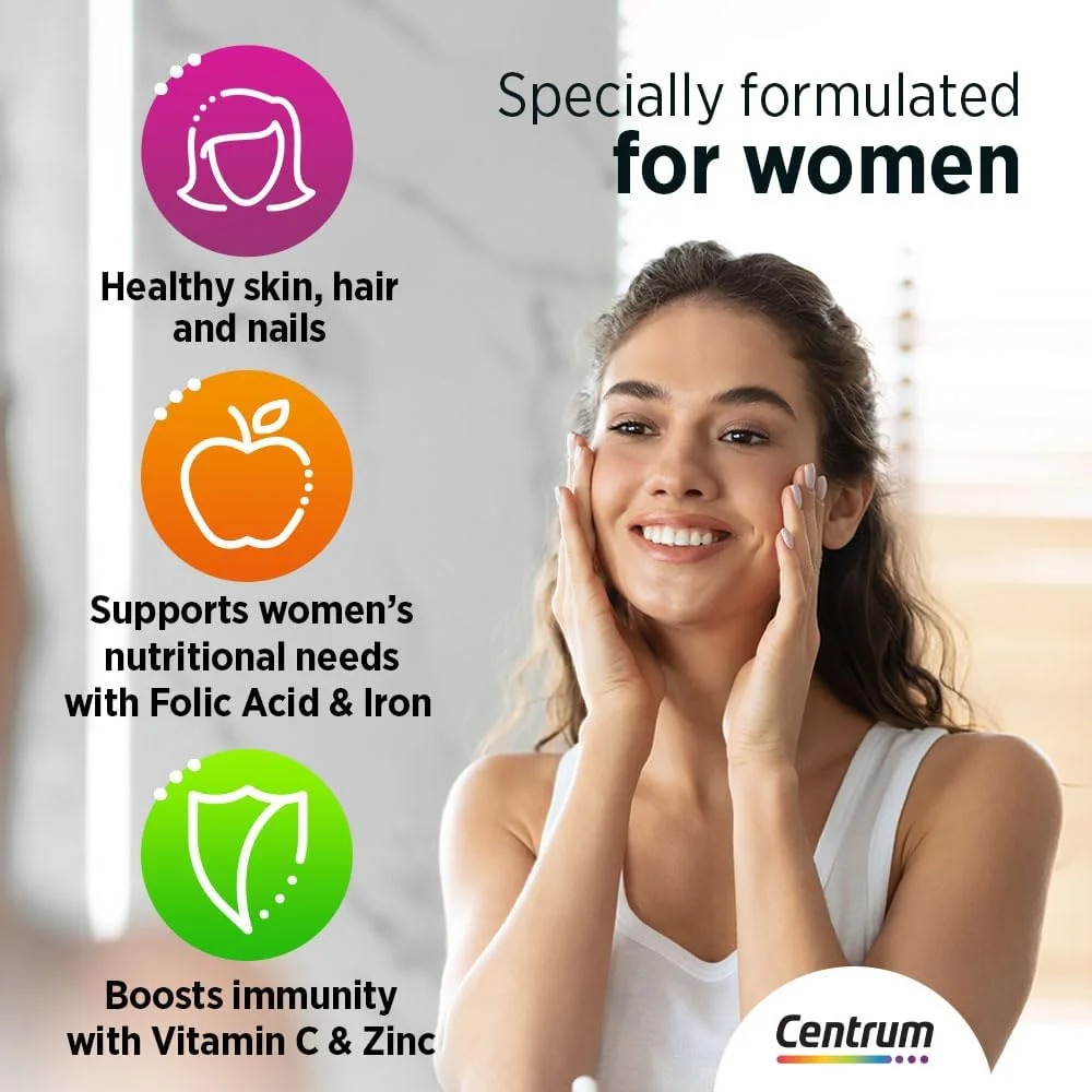 مولتی ویتامین مخصوص بانوان سنتروم، 100 عدد قرص مولتی ویتامین مخصوص بانوان سنتروم، 100 عدد قرص