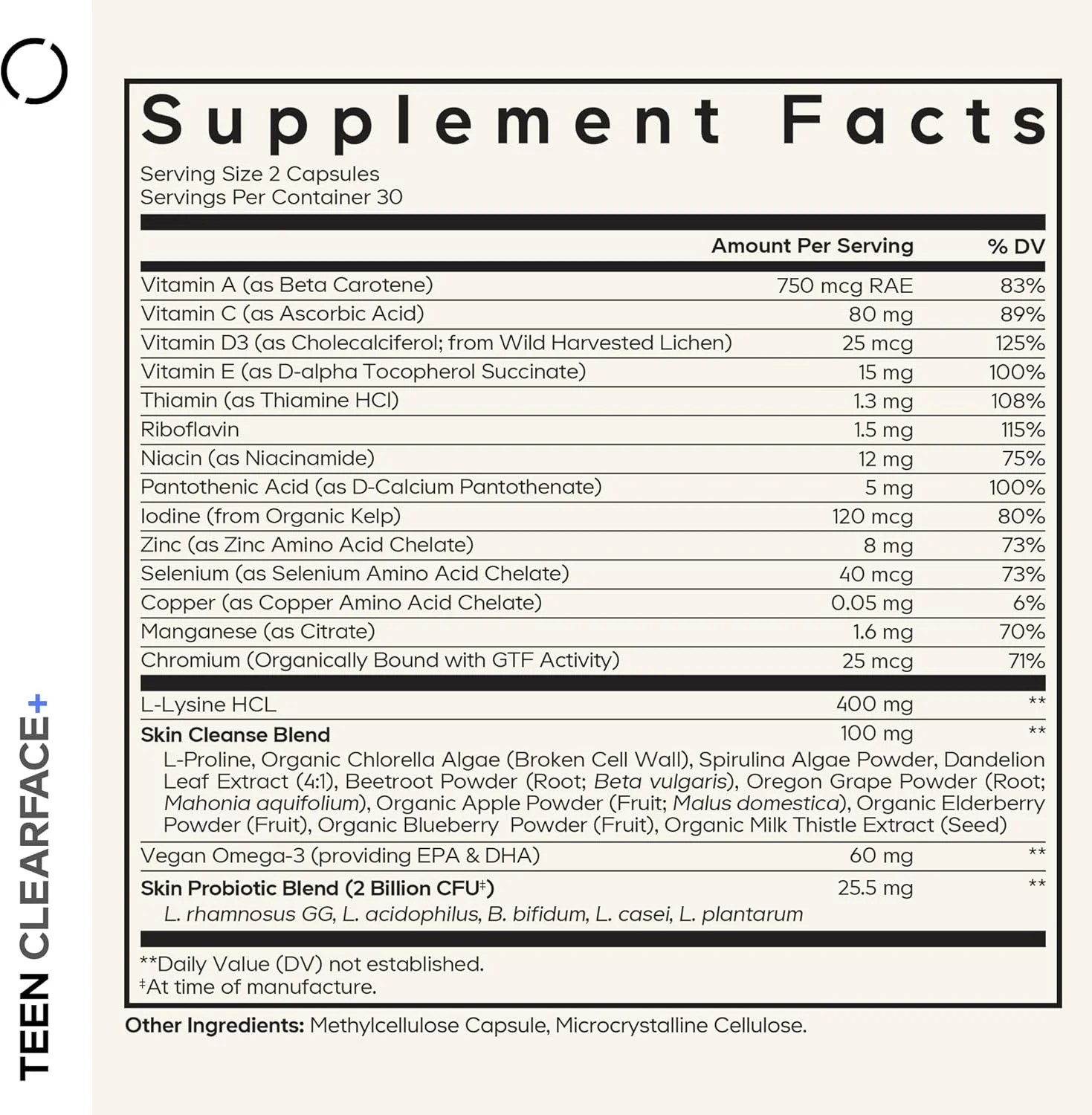 کپسول های مکمل ویتامین برای نوجوانان Codeage Teen Clearface، حاوی ویتامین های A، C، D3، E، پانتوتنیک اسید، نیاسین، زینک، پروبیوتیک، ال-لیزین، امگا 3، مناسب پوست های چرب، منافذ باز و لک - 60 عدد کپسول های مکمل ویتامین برای نوجوانان Codeage Teen Clearface، حاوی ویتامین های A، C، D3، E، پانتوتنیک اسید، نیاسین، زینک، پروبیوتیک، ال-لیزین، امگا 3، مناسب پوست های چرب، منافذ باز و لک - 60 عدد
