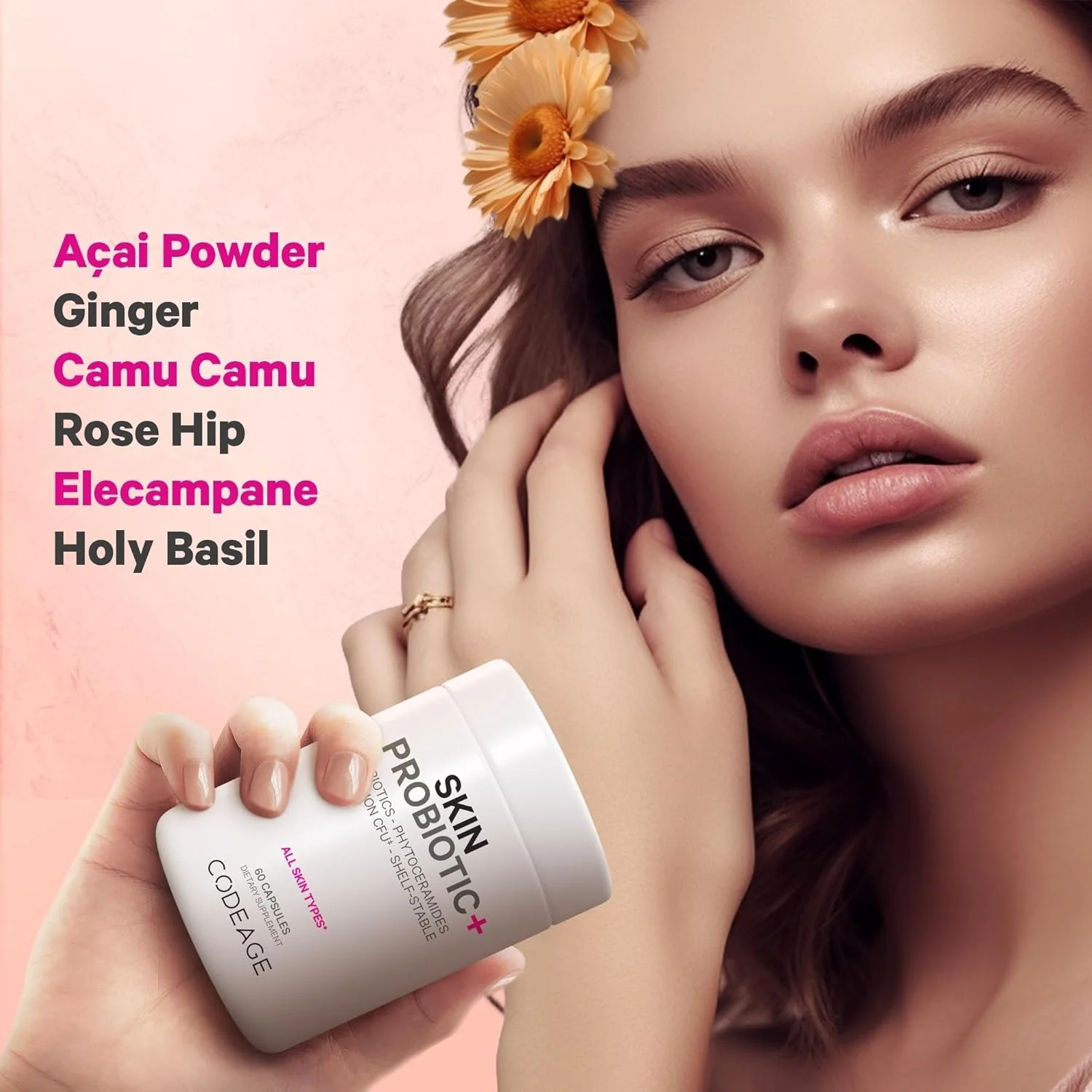 کپسول پروبیوتیک و پریبیوتیک پوست Codeage - مکمل روتین مراقبت از پوست - 50 میلیارد CFU - گیاهان دارویی آیورودا - پروبیوتیک صورت - پایدار در دمای اتاق، غیر GMO، وگان - 60 عدد کپسول پروبیوتیک و پریبیوتیک پوست Codeage - مکمل روتین مراقبت از پوست - 50 میلیارد CFU - گیاهان دارویی آیورودا - پروبیوتیک صورت - پایدار در دمای اتاق، غیر GMO، وگان - 60 عدد