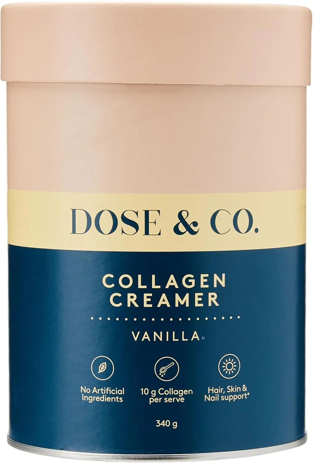 پودر کرمر کلاژن Dose & Co برای مو، پوست و ناخن، طعم وانیل - مکمل پودری 340 گرمی