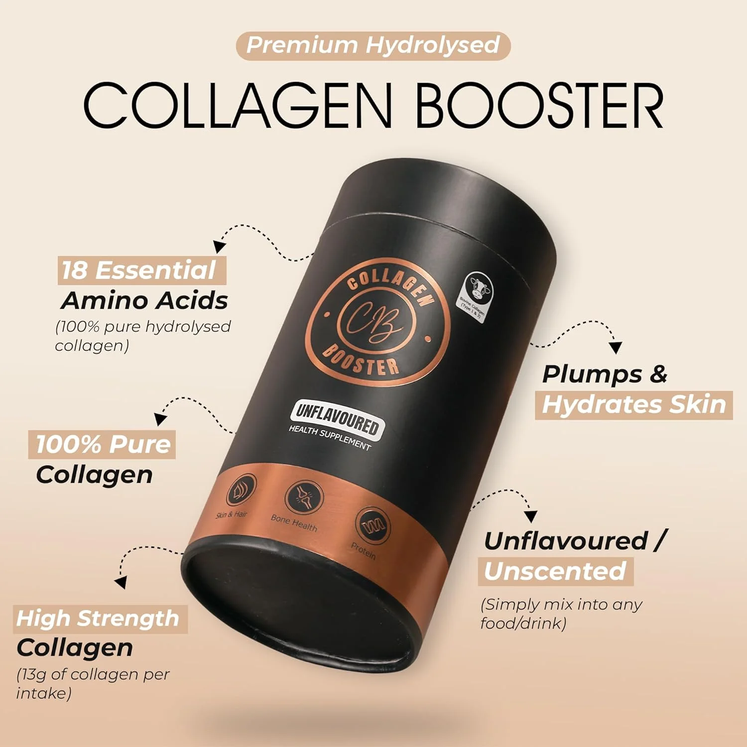 پودر کلاژن گاوی حلال - ممتاز، خالص، تغذیه شده با علف برای پوست، مو، ناخن و مفاصل - پروتئین با قدرت بالا با تمام 8 اسید آمینه ضروری - مناسب برای مردان و زنان پودر کلاژن گاوی حلال - ممتاز، خالص، تغذیه شده با علف برای پوست، مو، ناخن و مفاصل - پروتئین با قدرت بالا با تمام 8 اسید آمینه ضروری - مناسب برای مردان و زنان