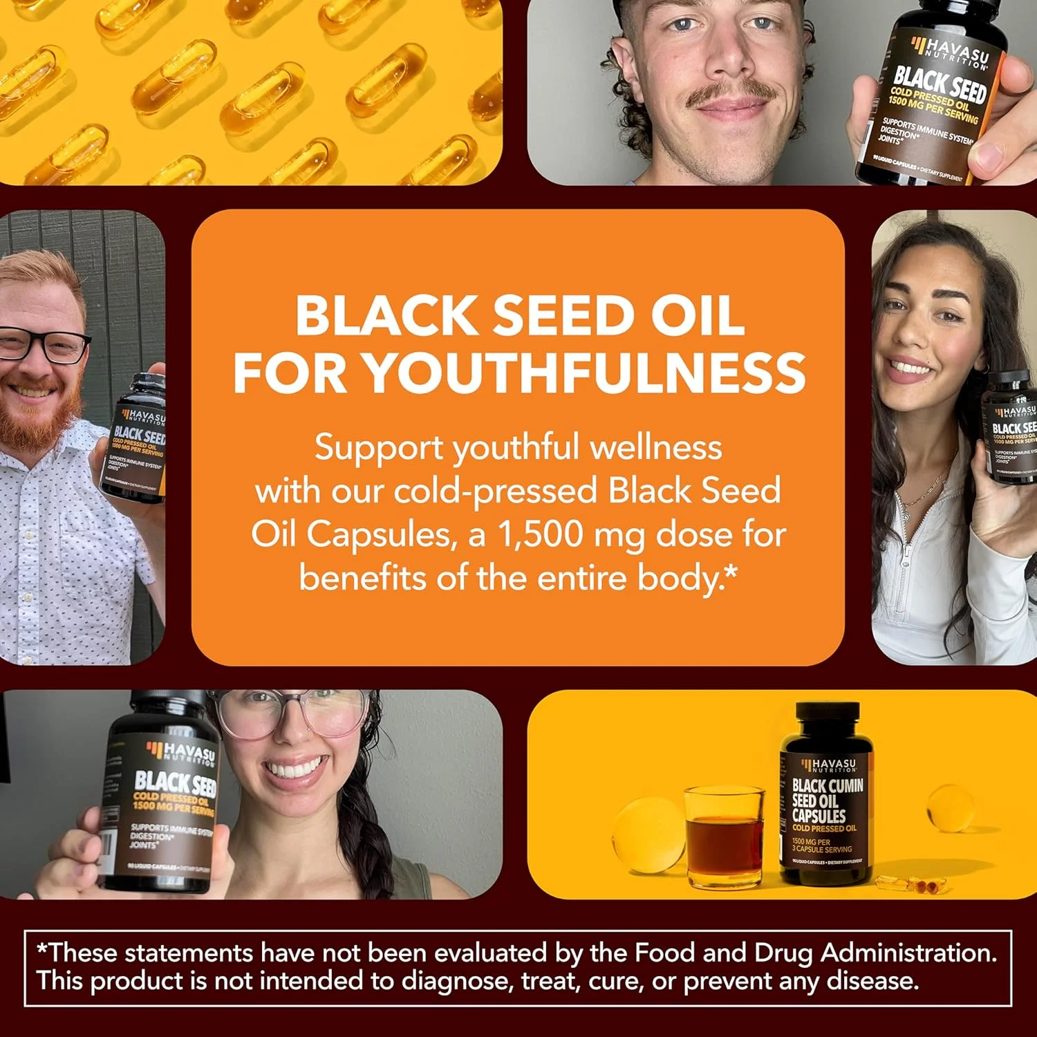 کپسول روغن دانه سیاه سرد فشرده - مکمل زیره سیاه 1500 میلی گرمی برای عملکرد سیستم ایمنی، پشتیبانی از هضم و سلامت کلی - سوپرفود مو و پوست - Nigella Sativa - تامین یک ماهه، بدون طعم