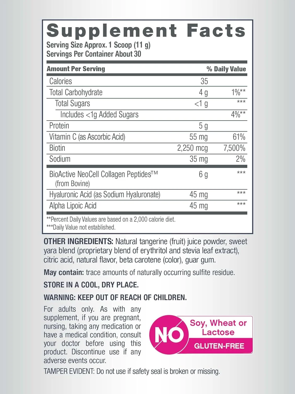 پودر کلاژن NeoCell با بیوتین، ویتامین C و اسید هیالورونیک، کلاژن نوع 1 و 3، تقویت کننده زیبایی پوست، مو و ناخن سالم، بدون گلوتن، طعم نارنگی، 330 گرم