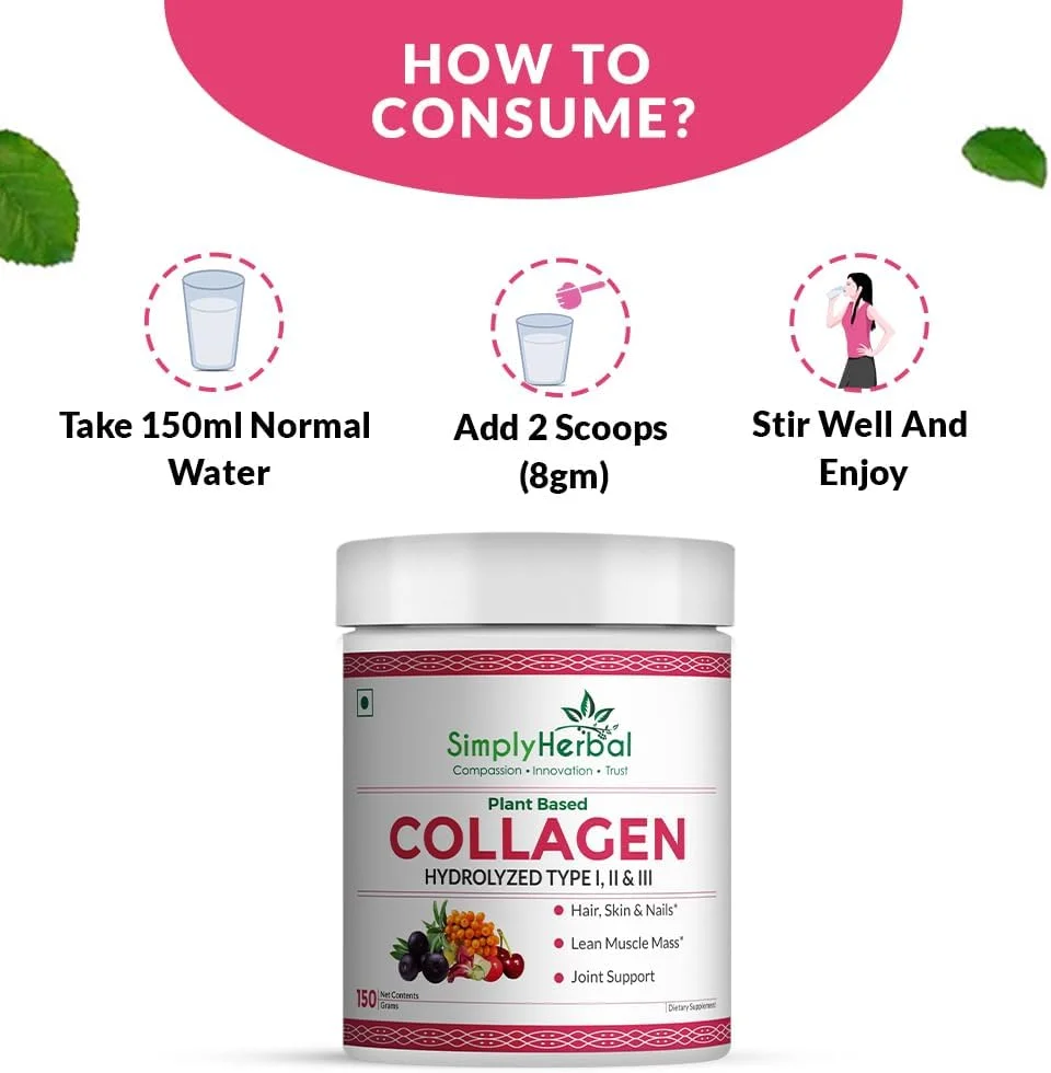 پودر کلاژن گیاهی سیمپلی هربال، مکمل پپتید ساز طبیعی به همراه ویتامین C، سیلیس و بیوتین برای سلامت پوست، مو و ناخن، تقویت عملکرد استخوان و مفاصل برای آقایان و بانوان - 300 گرم پودر کلاژن گیاهی سیمپلی هربال، مکمل پپتید ساز طبیعی به همراه ویتامین C، سیلیس و بیوتین برای سلامت پوست، مو و ناخن، تقویت عملکرد استخوان و مفاصل برای آقایان و بانوان - 300 گرم