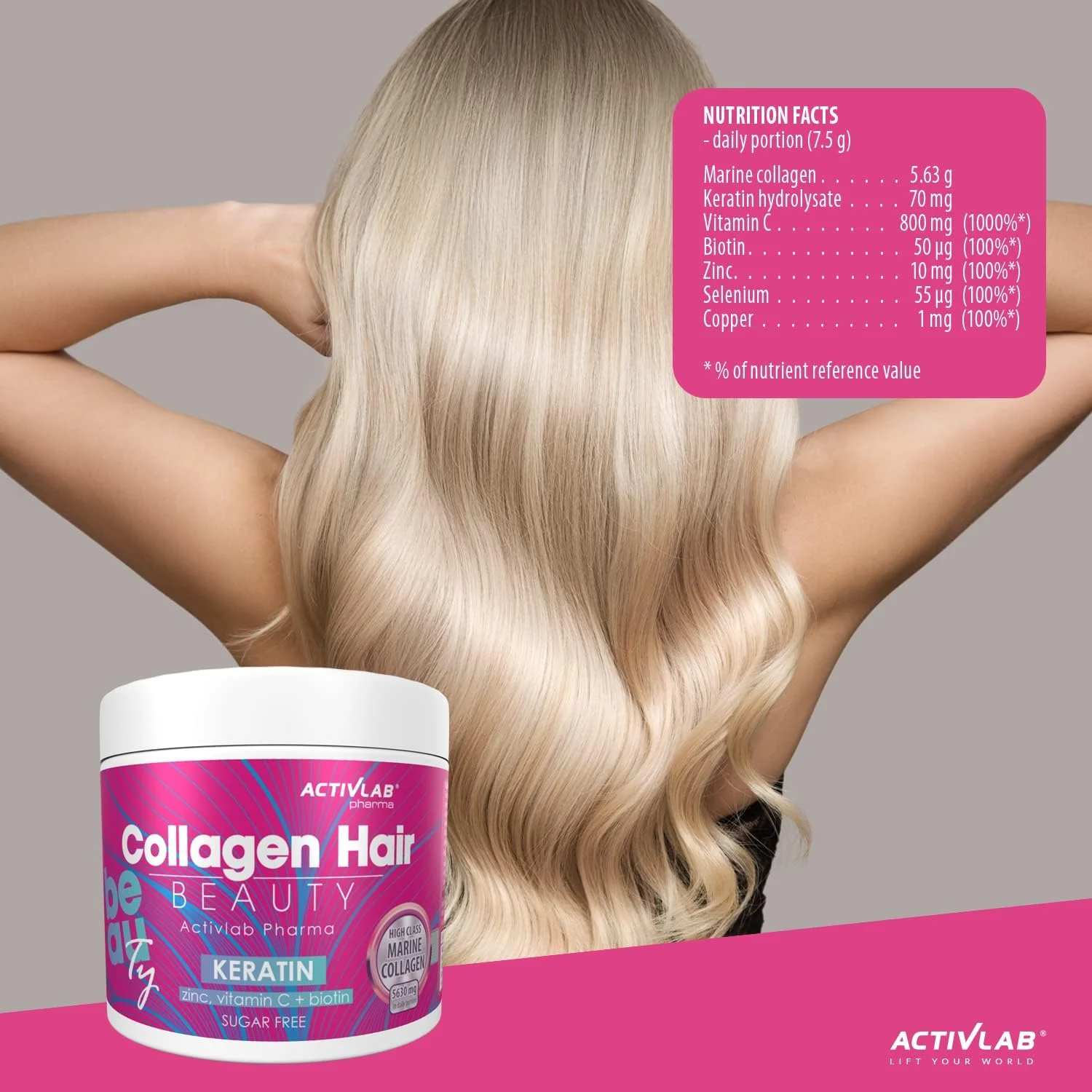 کلاژن زیبایی مو | ظرف 200 گرمی | بازسازی و موهای سالم | طعم تمشک-توت فرنگی | 7 ماده فعال | کلاژن دریایی، کراتین، ویتامین C، روی و بیوتین کلاژن زیبایی مو | ظرف 200 گرمی | بازسازی و موهای سالم | طعم تمشک-توت فرنگی | 7 ماده فعال | کلاژن دریایی، کراتین، ویتامین C، روی و بیوتین