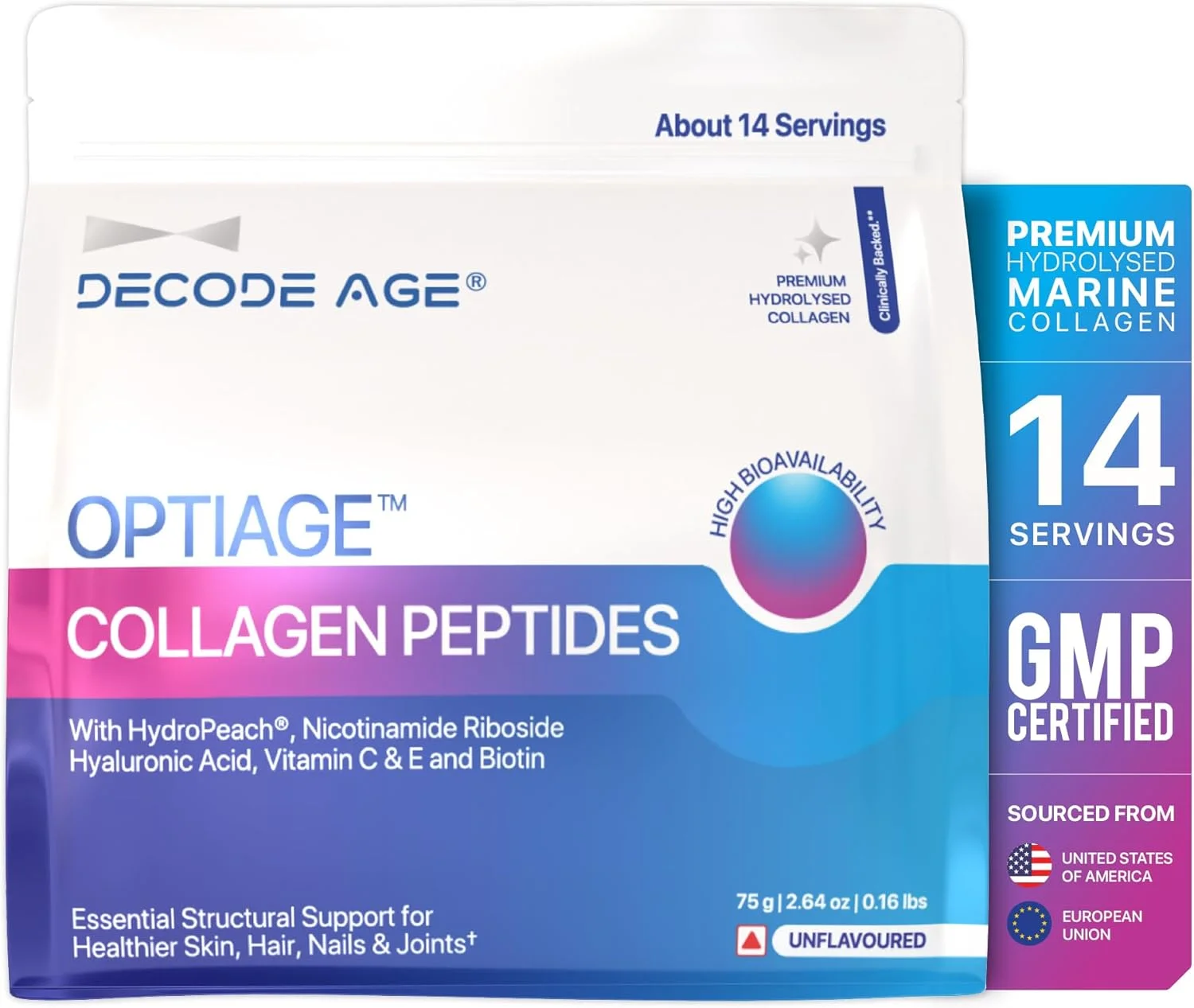 مکمل پپتیدهای کلاژن دریایی دکود ایج آپتی ایج | پشتیبانی از سلامت مو، پوست، استخوان و مفاصل | کلاژن هیدرولیز شده نوع 1، هیدروپیچ، NR، ویتامین C و E، اسید هیالورونیک، بیوتین | 75 گرم، 14 سروینگ مکمل پپتیدهای کلاژن دریایی دکود ایج آپتی ایج | پشتیبانی از سلامت مو، پوست، استخوان و مفاصل | کلاژن هیدرولیز شده نوع 1، هیدروپیچ، NR، ویتامین C و E، اسید هیالورونیک، بیوتین | 75 گرم، 14 سروینگ