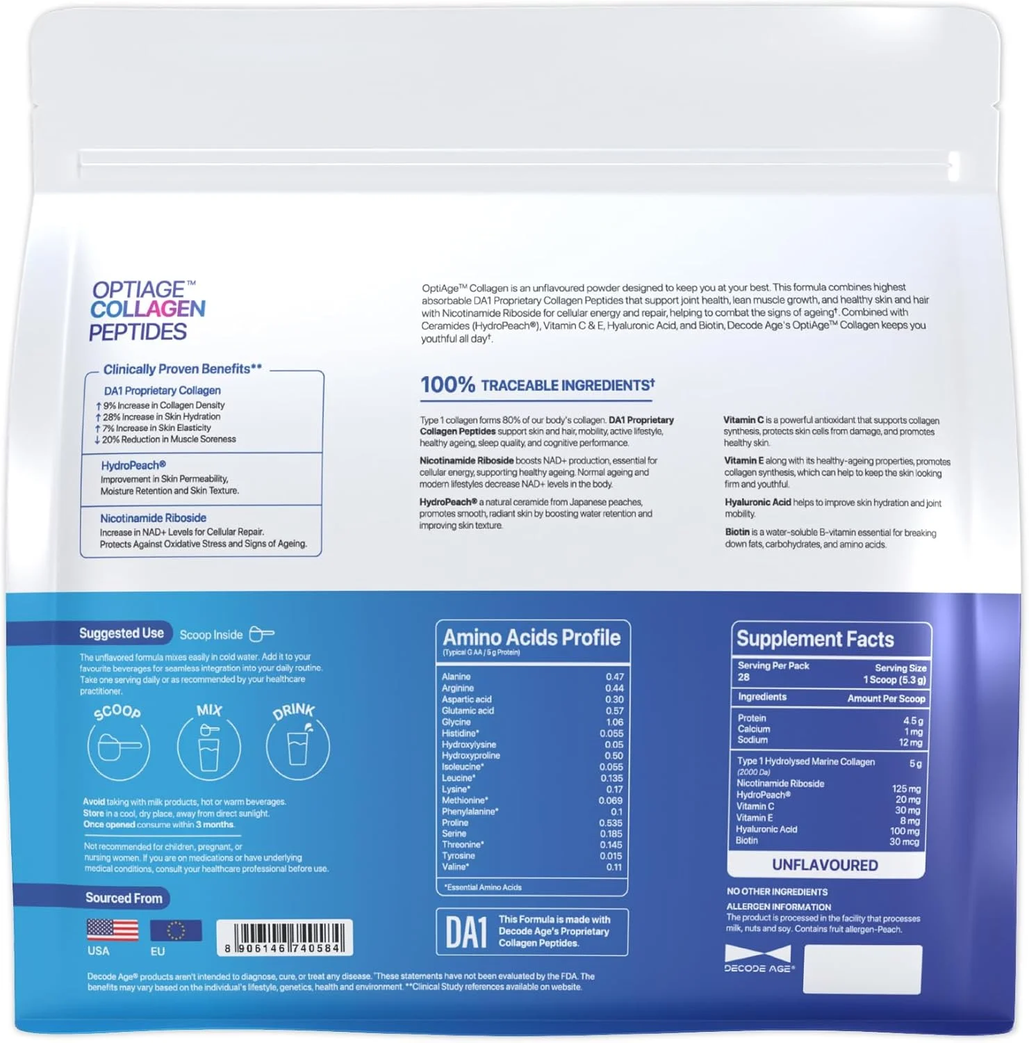 مکمل کلاژن دکود ایج آپتی ایج | پشتیبانی از سلامت مو، پوست، استخوان و مفاصل | کلاژن هیدرولیز شده نوع 1، هیدروپیچ، NR، ویتامین C و E، اسید هیالورونیک، بیوتین | 150 گرم، 28 سروینگ مکمل کلاژن دکود ایج آپتی ایج | پشتیبانی از سلامت مو، پوست، استخوان و مفاصل | کلاژن هیدرولیز شده نوع 1، هیدروپیچ، NR، ویتامین C و E، اسید هیالورونیک، بیوتین | 150 گرم، 28 سروینگ
